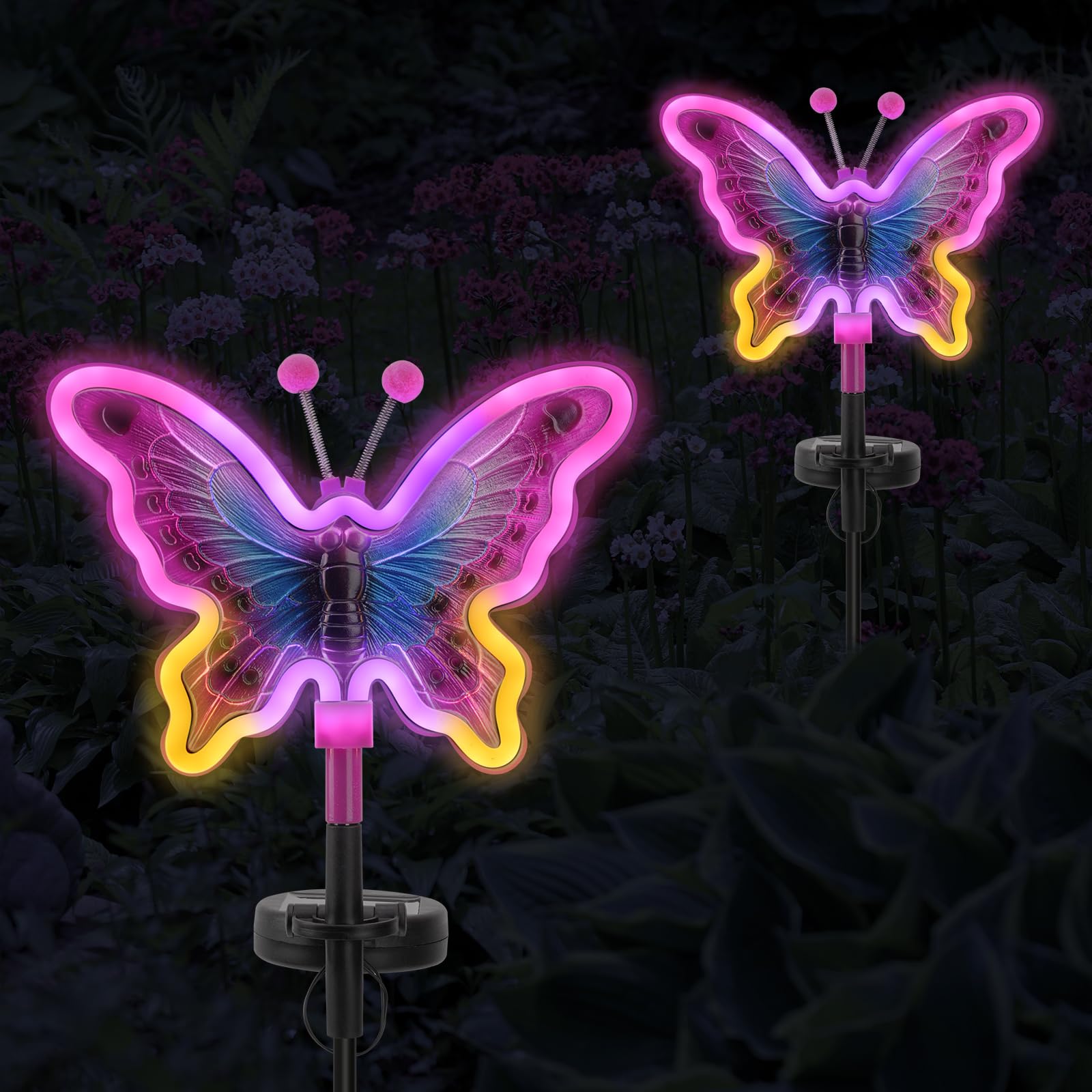 TopRuifeng Butterfly Solar Lights, Solar Butterfly Outdoor Light, Garden Decor,Neon Butterfly Garden Lights for Outside, Yard, P