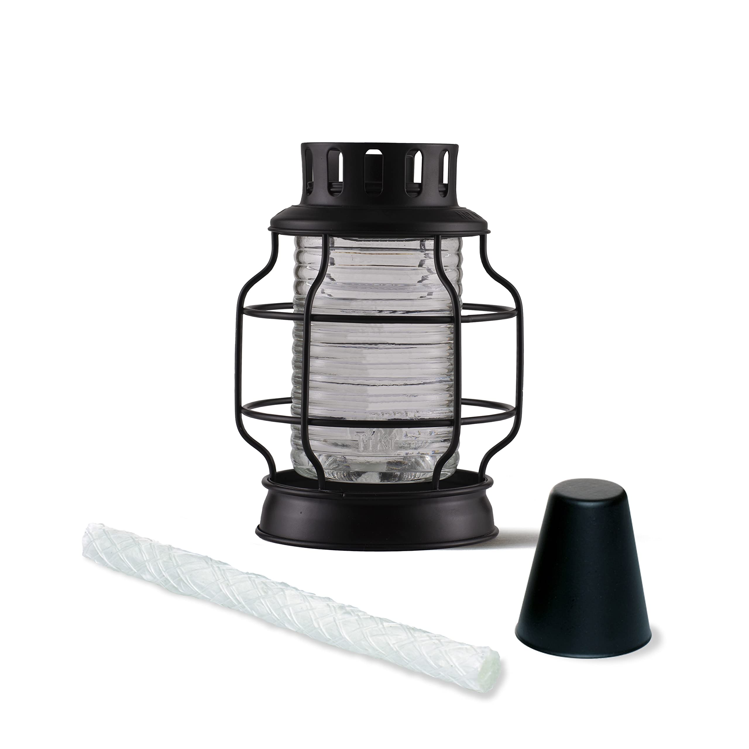 TIKI Brand Tabletop Metal Torch Lanterns, 2-Pack, Fiberglass Wick, Snuffer, Black, Model 1121120