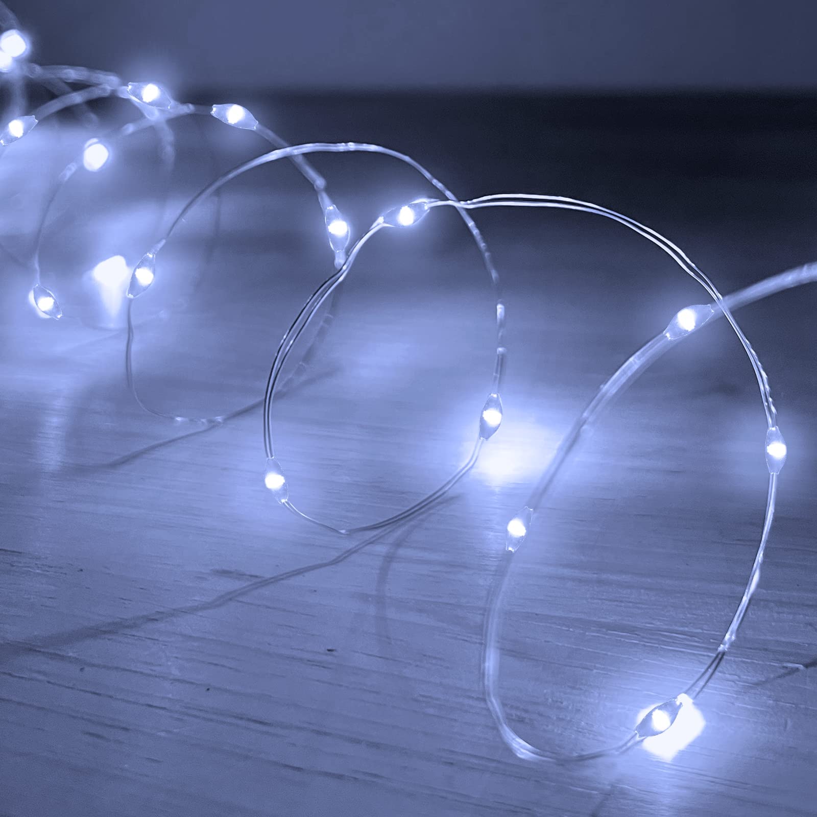 TURNMEON [ Timer 3 Set Fairy Lights, Total 60 LED, Cool White Battery Powered Copper Wire Fairy Lights, Decoration Outside Yard