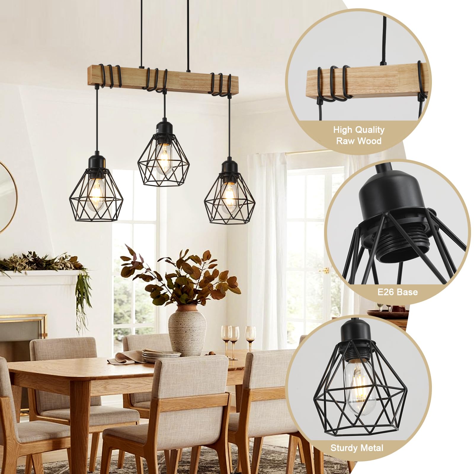 3-Light Kitchen Island Lighting,Modern Chandelier Over Table, Dining Room Light Fixture Hanging For Modern Farmhouse Linear Chan