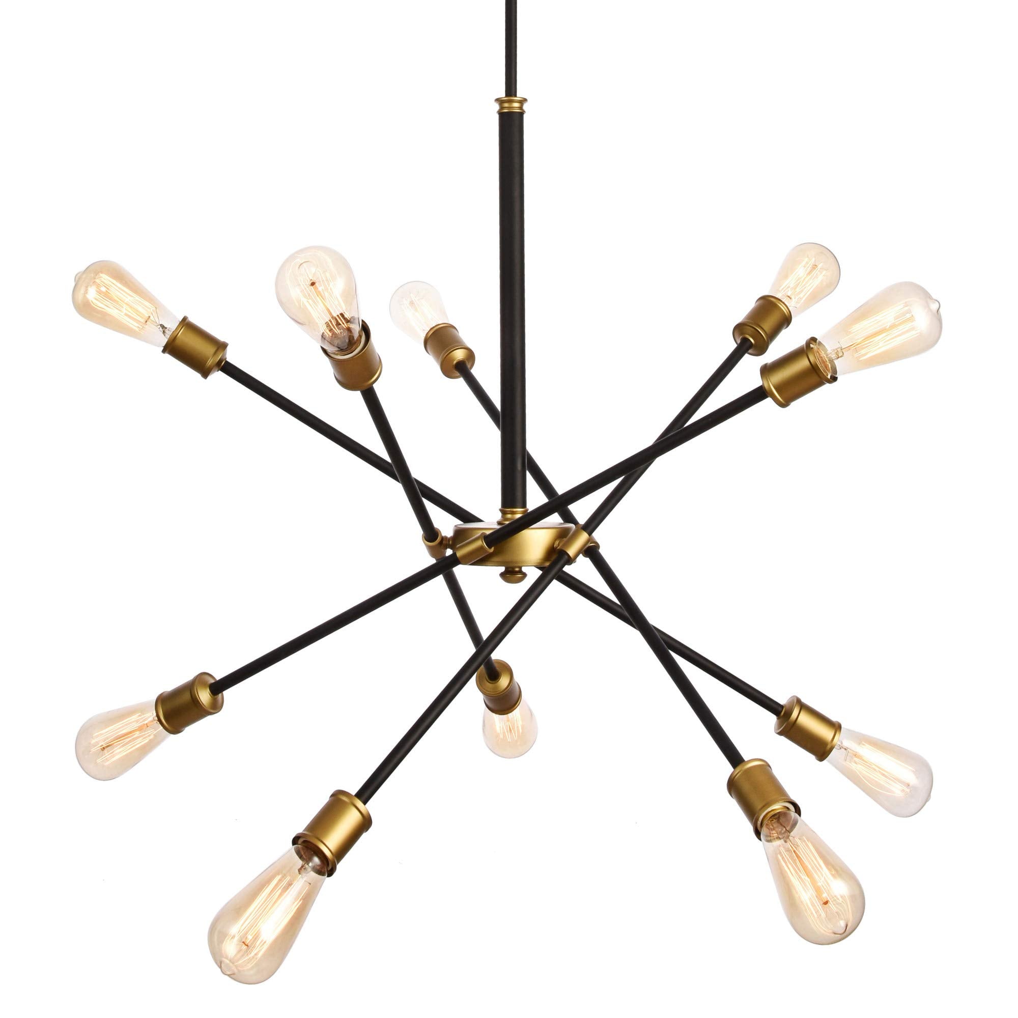Elegant Lighting Axel Collection 10 Light Chandelier in Black and Brass Finish - 27.2''D x 32.5''H