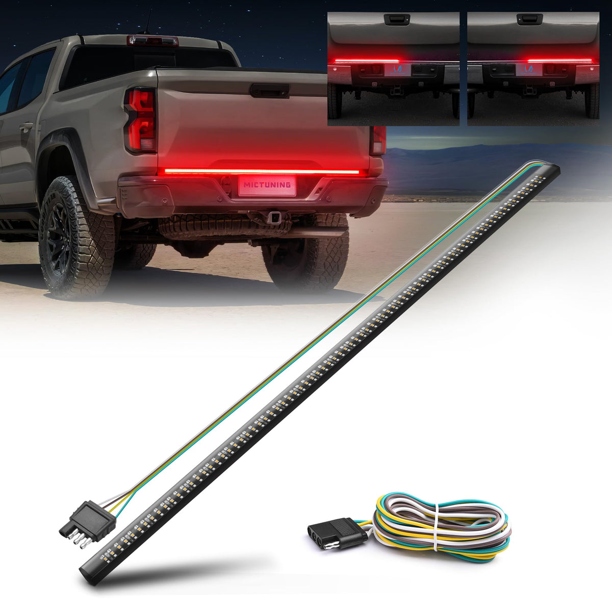 Mictuning 60 Inches Red Sequential Turn Signal Led Brake Lamp Triple Row 504 Leds Tailgate Strip Light Waterproof For Ford F150/