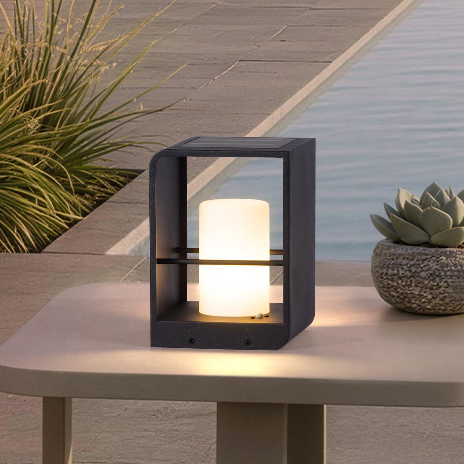 RIRZ Solar Lanterns Outdoor Waterproof, Led Corner Floor Lamp Dimmable, Smart Outdoor Lantern, Remote Control Floor Lamp Modern 