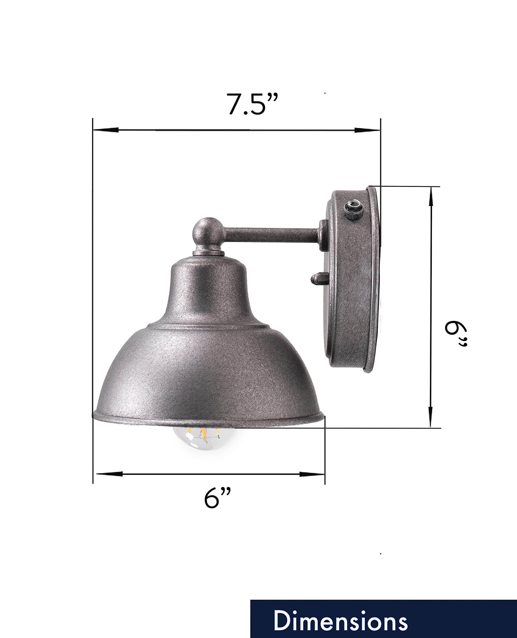 Coramdeo Oakhouse Dusk To Dawn 6    Barn Light, Outdoor Farmhouse Porch Wall Fixture In Galvanized Finish & White Reflective Int