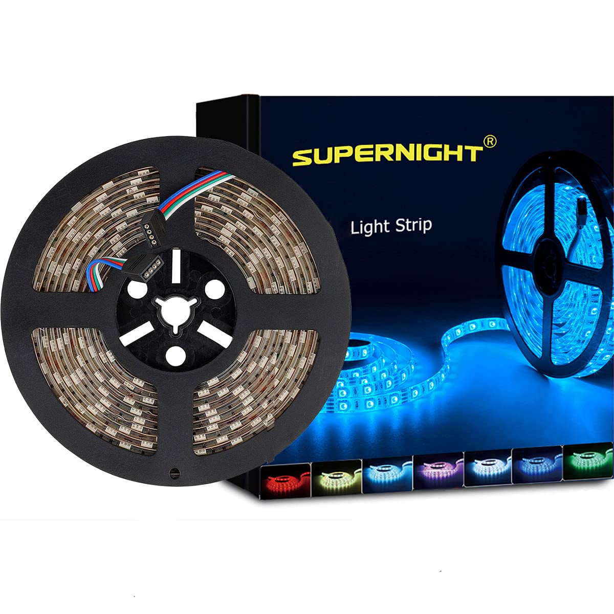 Supernight Rgb Waterproof 5050 Smd Flexible Strip Light, 16.4Ft (5M), Model Lc-128-B, Vinyl Material, Multi-Color Lighting