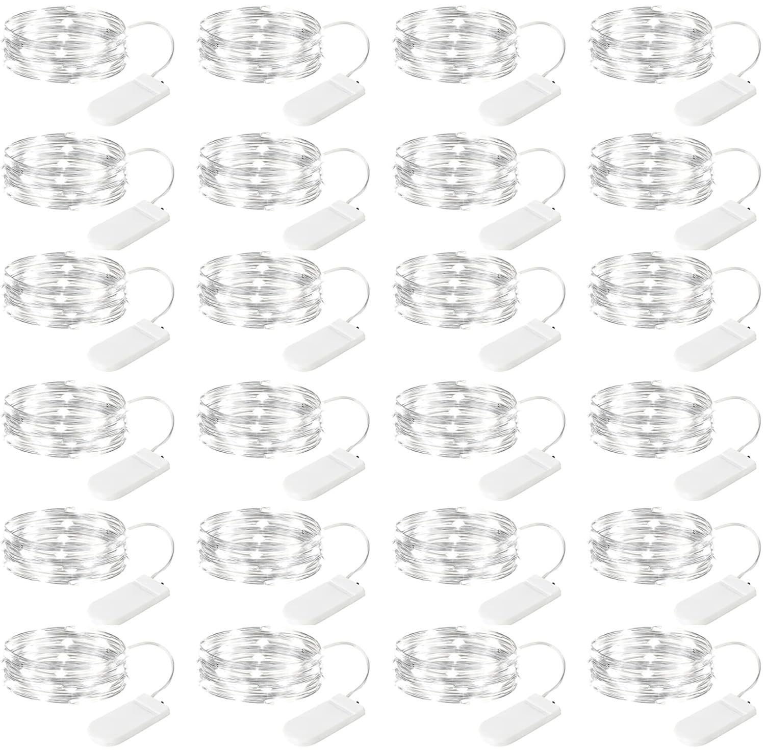 Brightown LED Fairy Lights 24 Pack 7 ft 20 LED Waterproof String Lights Silver Wire White
