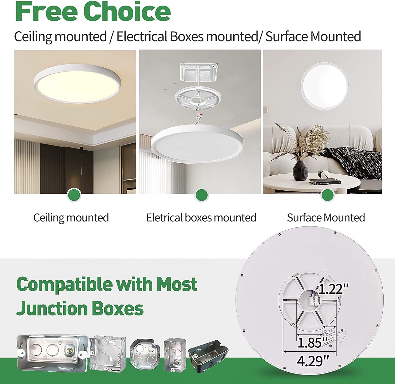 4Pk 12 Inch Led Flush Mount Ceiling Light, 24W, 2500Lm, 3000K/4000K/6000K Cct Selectable, Round Flat Panel Light Low Profile Ceiling Light Fitures For Hallway, Kitchen, Bedroom, Laundry Room