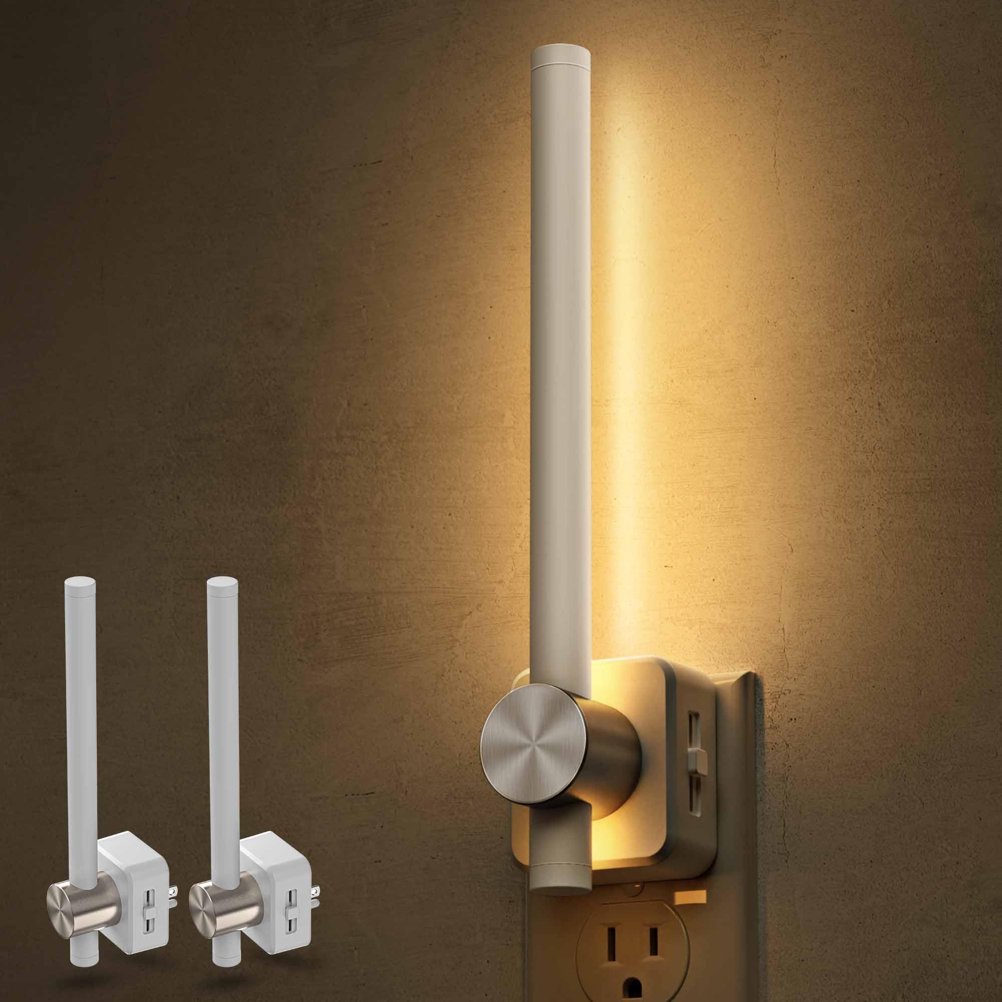 L LOHAS LED Night Light  2 Pack Night Lights Plug into Wall  0-200LM Bathroom Night Light  Dusk to Dawn Sensor 2W Dimmable Nightlights  Soft White 3000K  Modern Nightlight for For Mature Userss Mirror Restroom