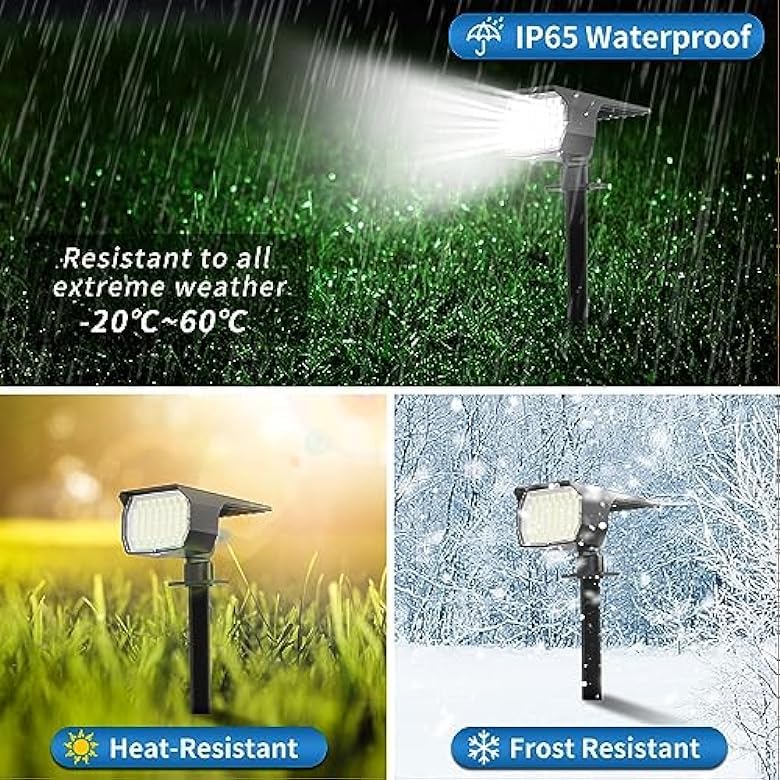 Wenaty Solar Spot Lights Outdoor Waterproof Ip65, 6 Pack Landscape Spotlights With 46 Leds, 3 Modes Auto On/Off Solar Powered Fl