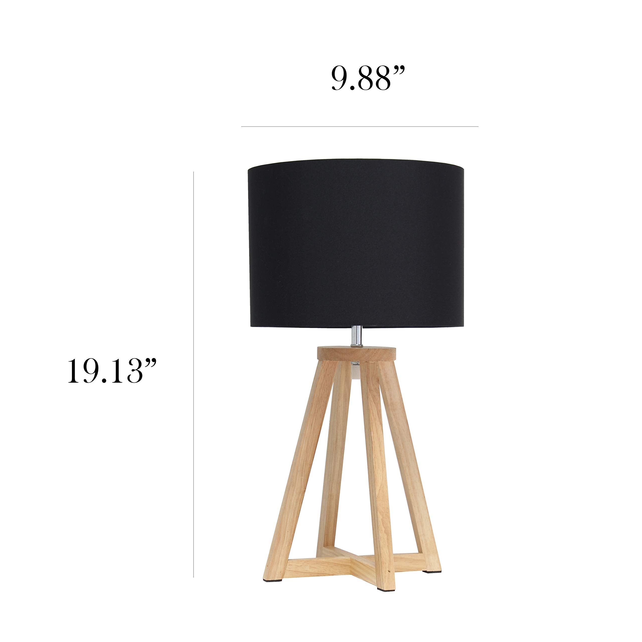 Simple Designs Lt1069-Nbk Interlocked Triangular Wood Fabric Shade Table Lamp, Natural/Black