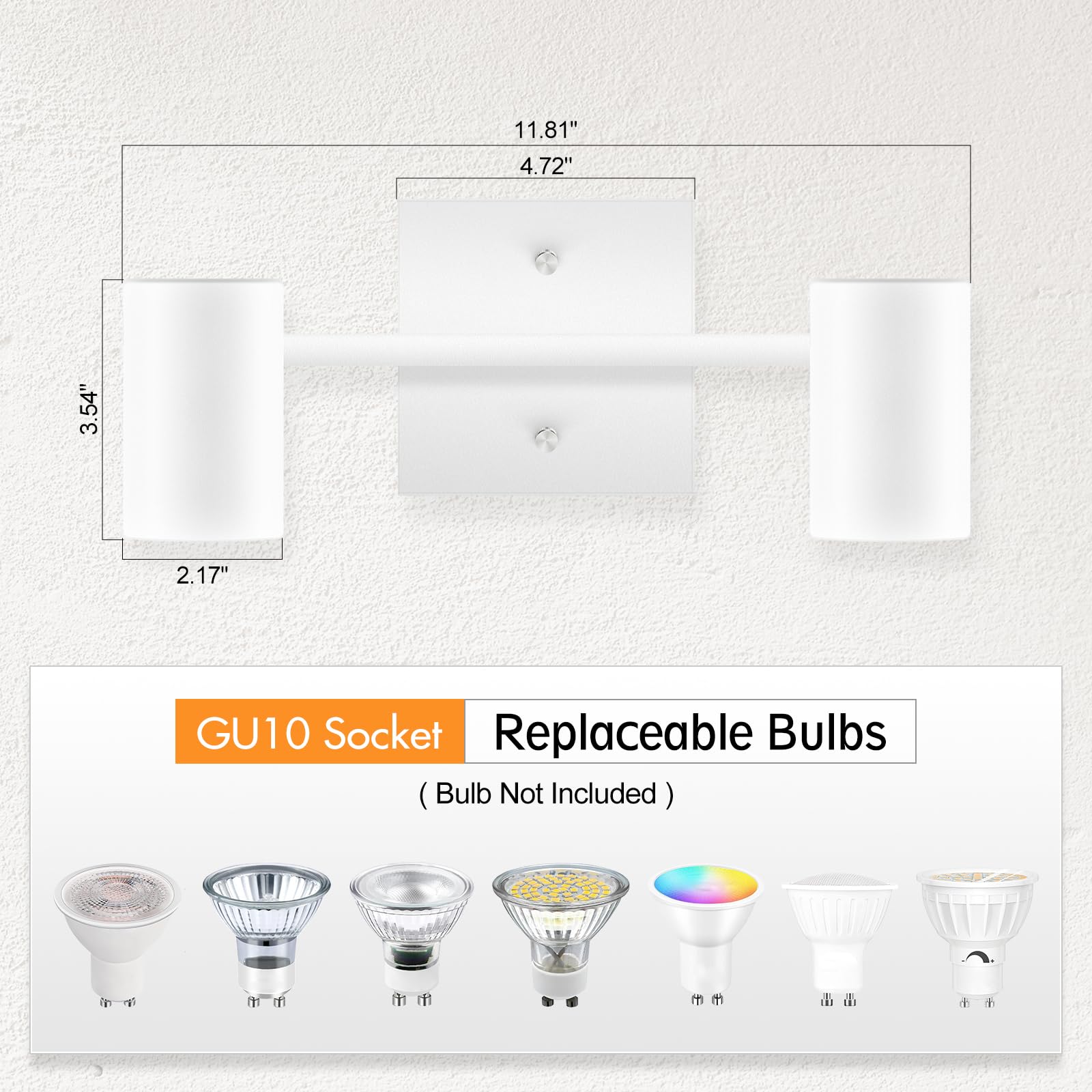 Boostarea 2-Light Track Lighting Kit, Led Track Lighting With Gu10 Socket, Flexibly Rotatable Light Heads, Modern Track Lighting