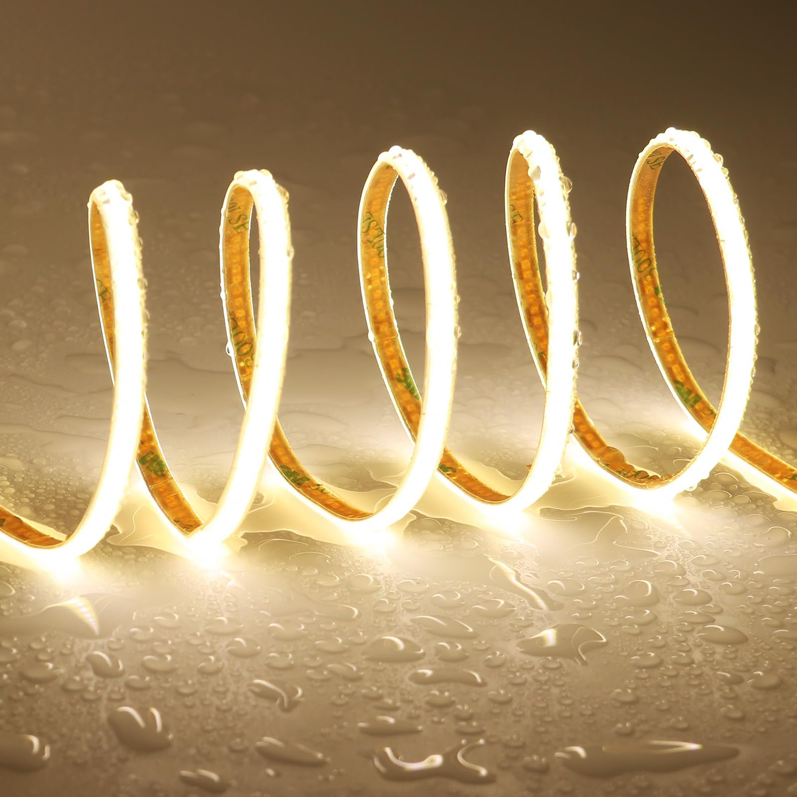TOPAI 12V Thin 5mm COB LED Strip Waterproof 4000K Natural White 16.4ft Bright CRI>90 Uniform Dotless 400LEDs/M Self Adhesive Fle
