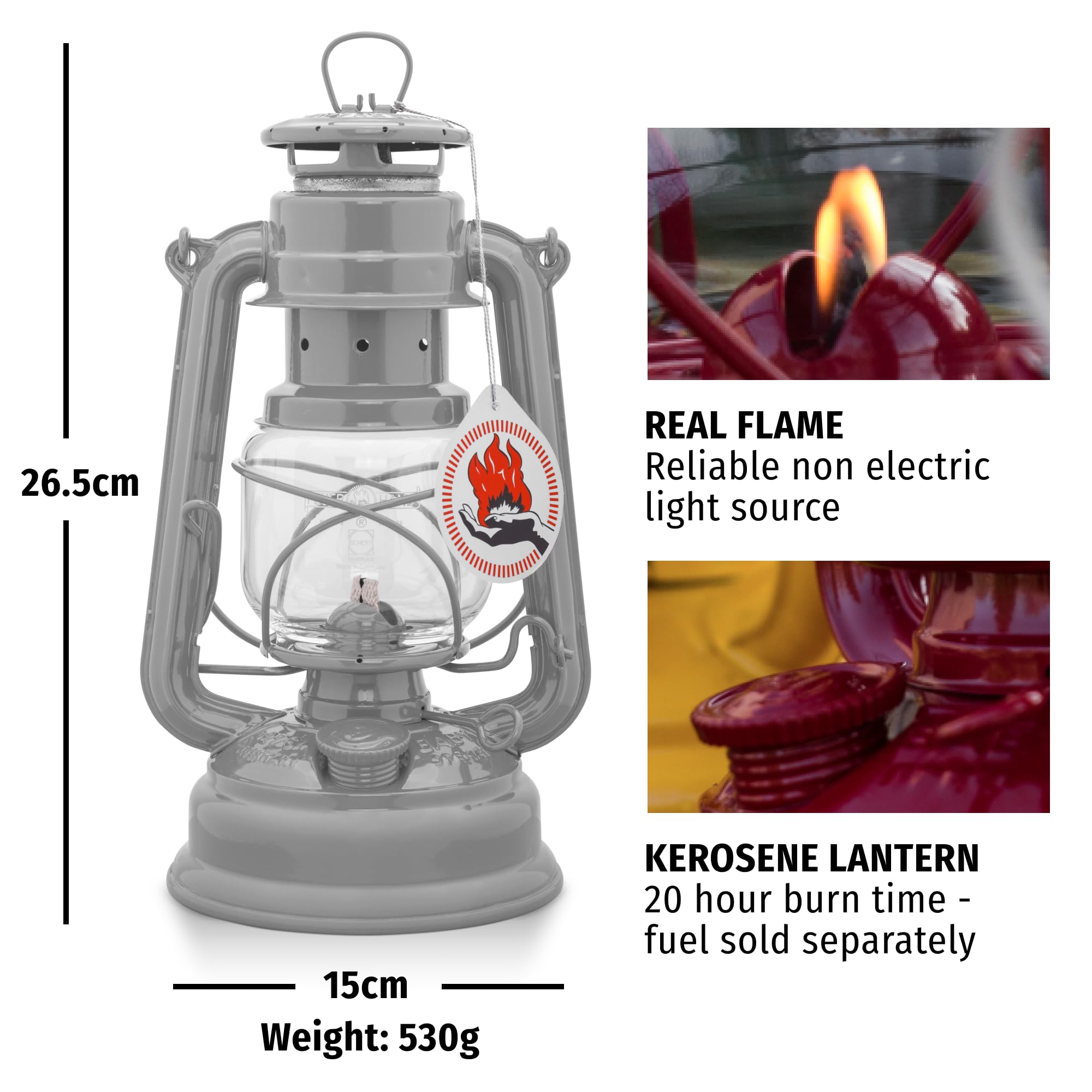 Feuerhand Kerosene Lantern 276 - 10" Bronze Hurricane Lamp for Camping & Patio, Weather Resistant, German Made