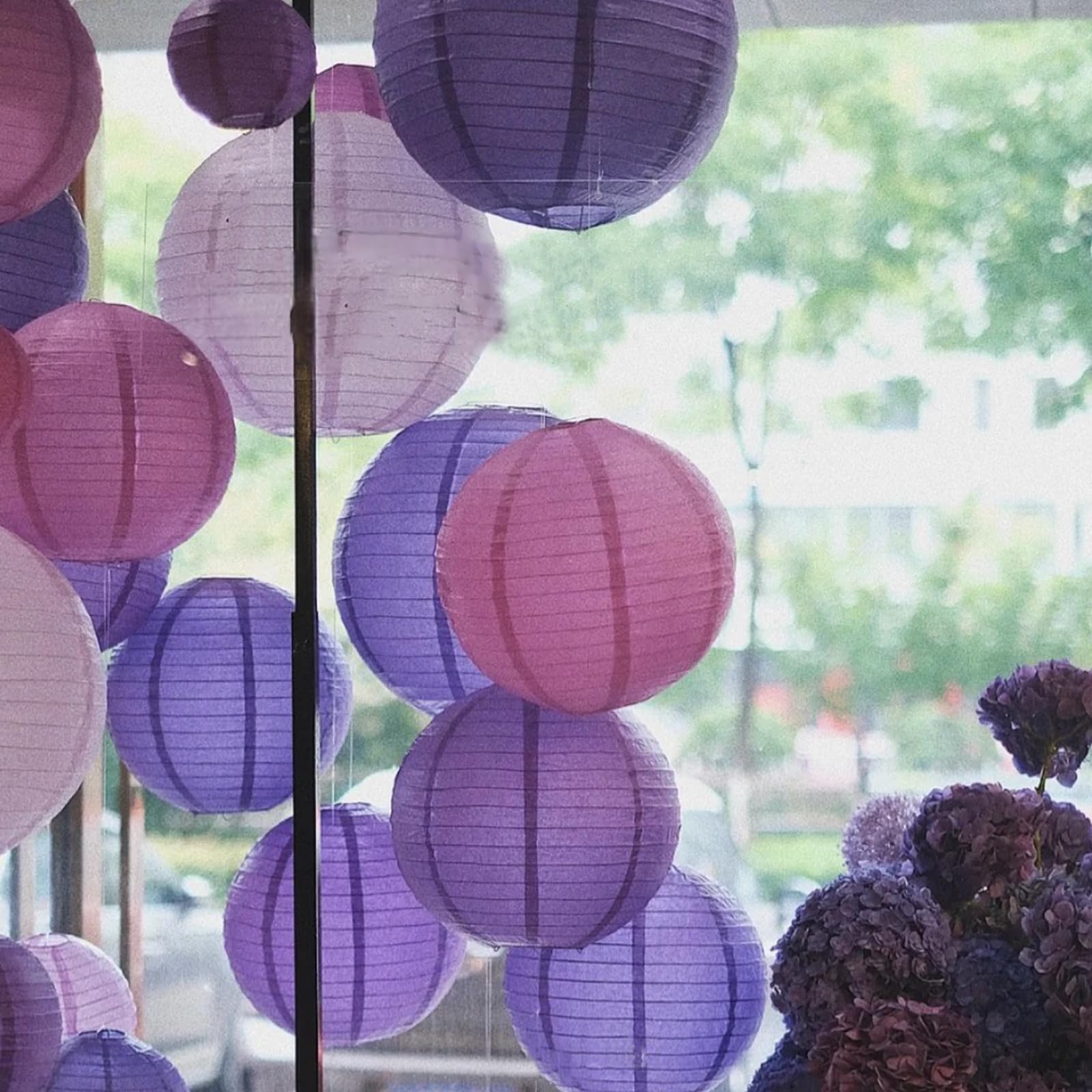 Capesaro Purple Pink Paper Lanterns Decorative 15Pcs Party Hanging Decorations For Bachelorette Wedding Birthday Baby Shower Graduation Anniversary Mermaid Lavender Themed Room Decor