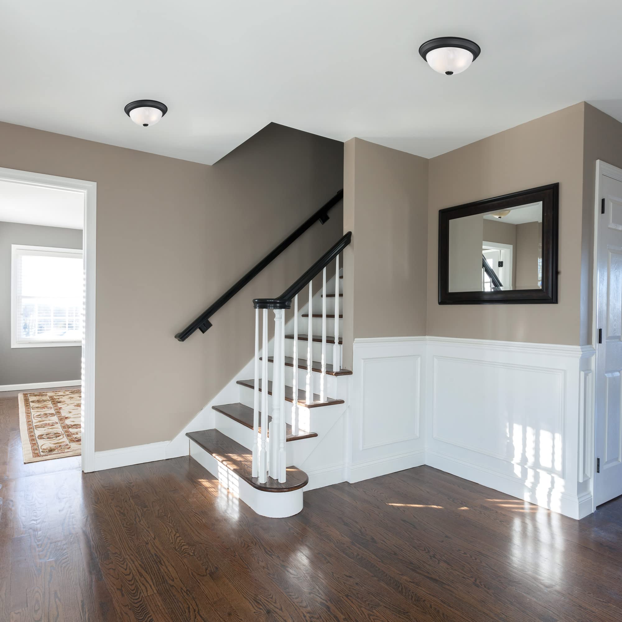 Design House 588251 Traditional 2-Light Indoor Dimmable Ceiling Light With Alabaster Glass For Bedroom Hallway Kitchen Dining Ro