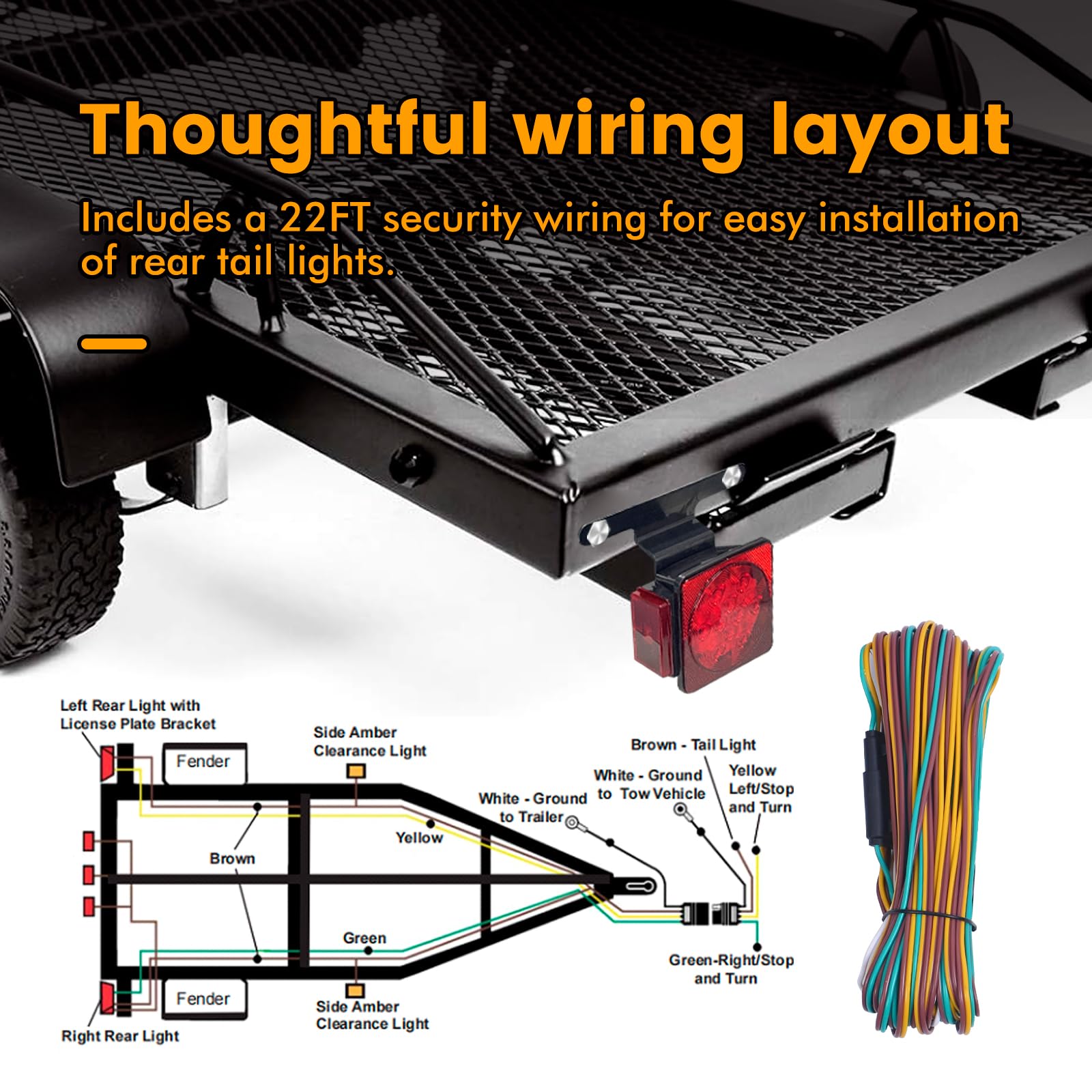 MAXXHAUL 70205 LED Trailer Light Kit - Waterproof Submersible for Trailers, Boats, RVs, Snowmobiles - Red, 12V, Left & Right
