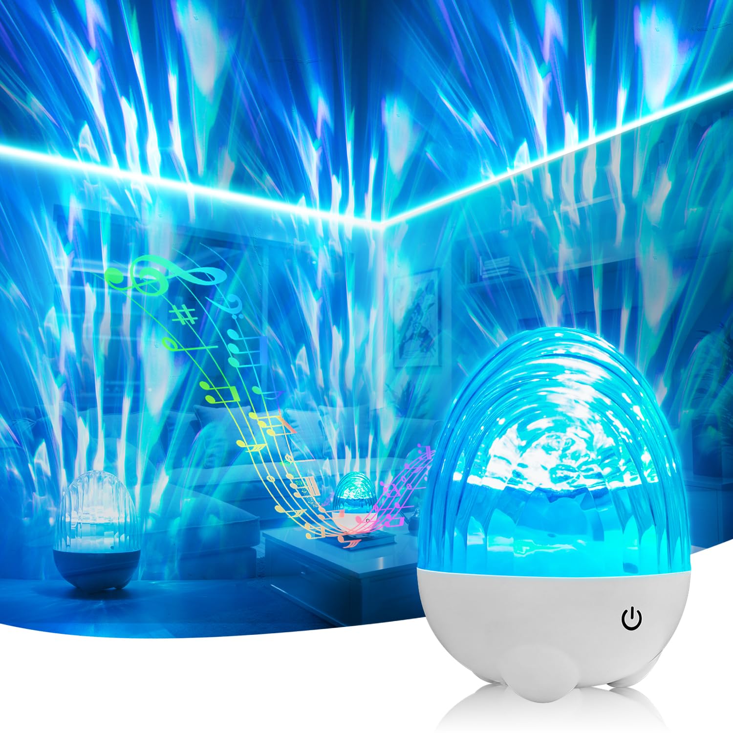 Fussion Northern Lights Projector, 13 Light Effects, Bluetooth Speaker, Remote Control, White, Model UGL25032401