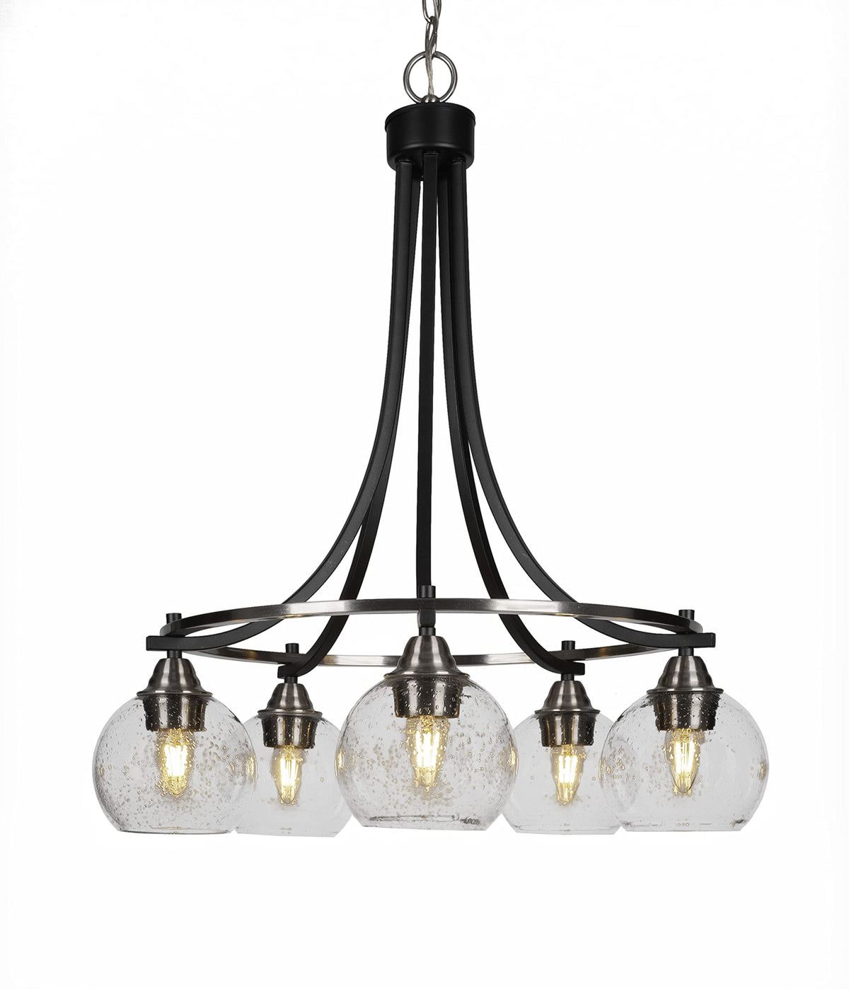Toltec Lighting Paramount 5 Light Chandelier in Matte Black & Brushed Nickel (3415-MBBN-4100)