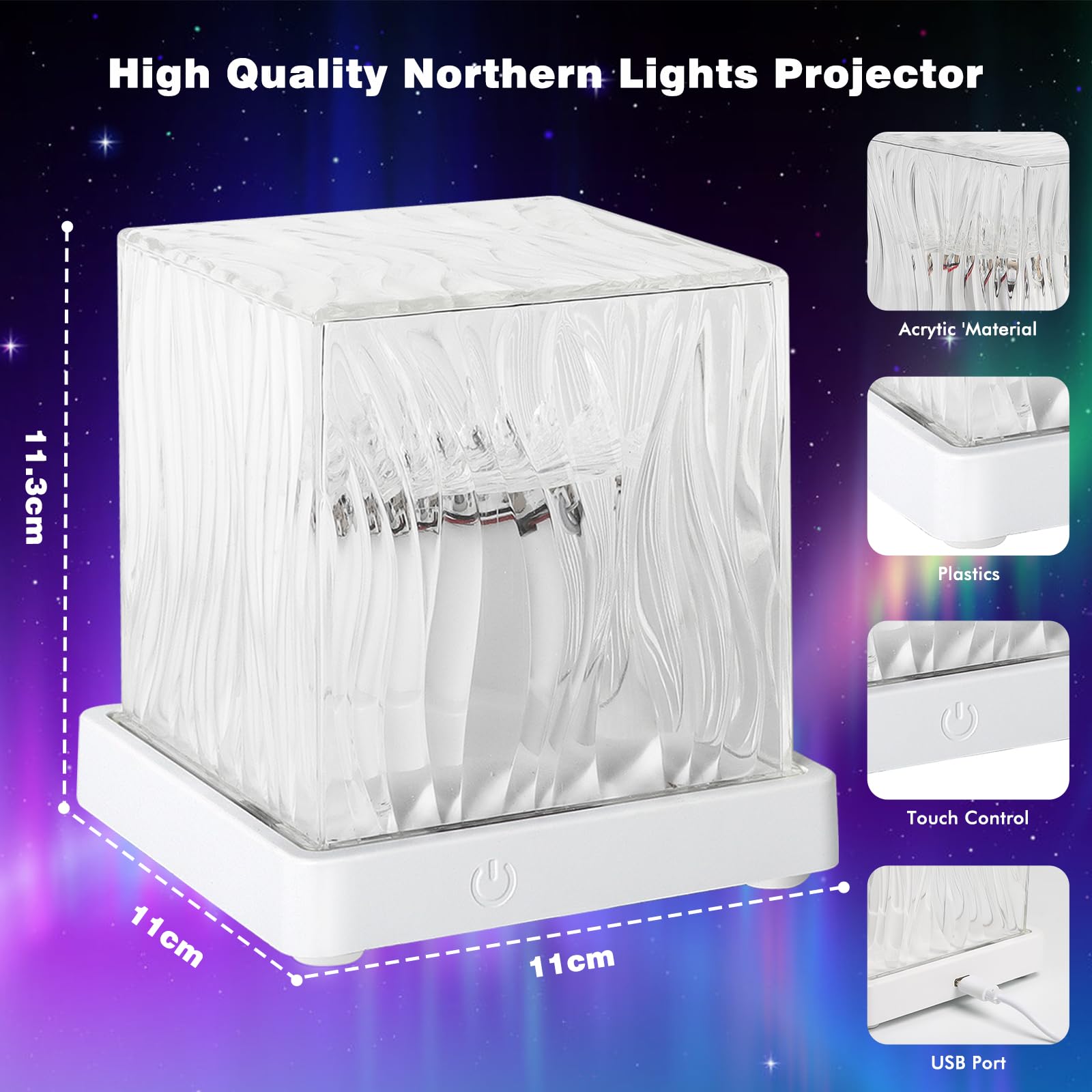 Dreamy Cubby Galaxy Projector, 16 Colors LED Light, Model LW10, White