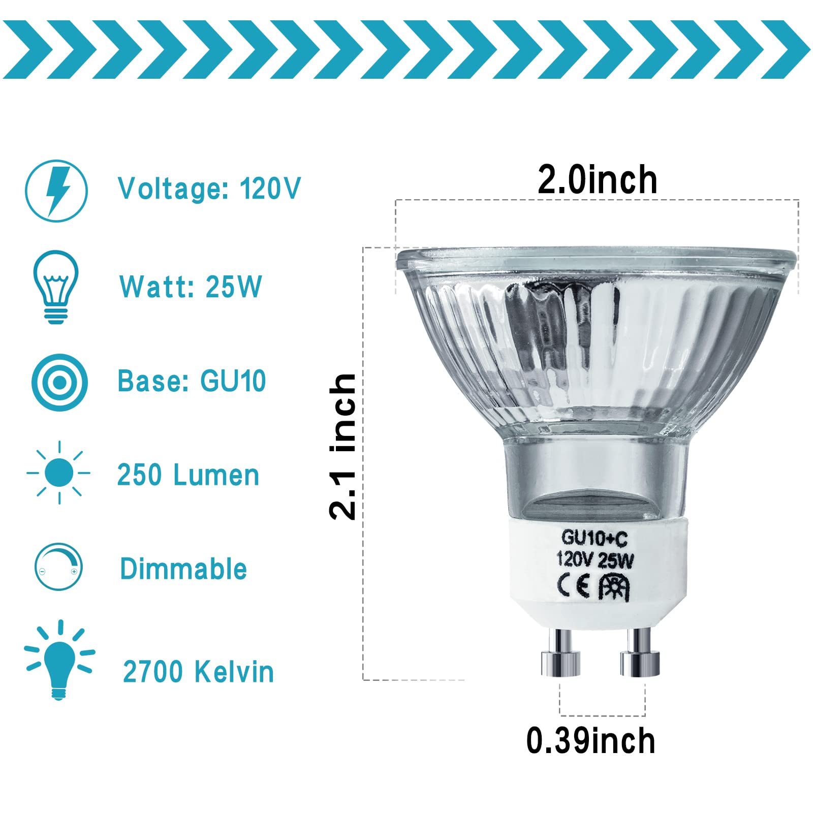 Ybek Halogen Bulb 25 Watt Gu10 120V Np5 Replacement Bulb For Candle Warmer, Scent Wax Burner, Fragrance Melt, Warming Bulb Mr16