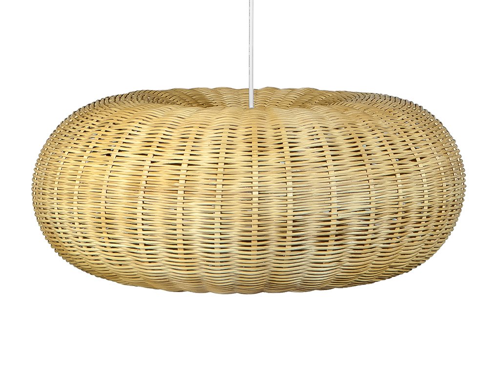 Kouboo 1050075 Handwoven Wicker Donut Pendant Lamp, Natural Brown, 23'' X 23'' X 11''