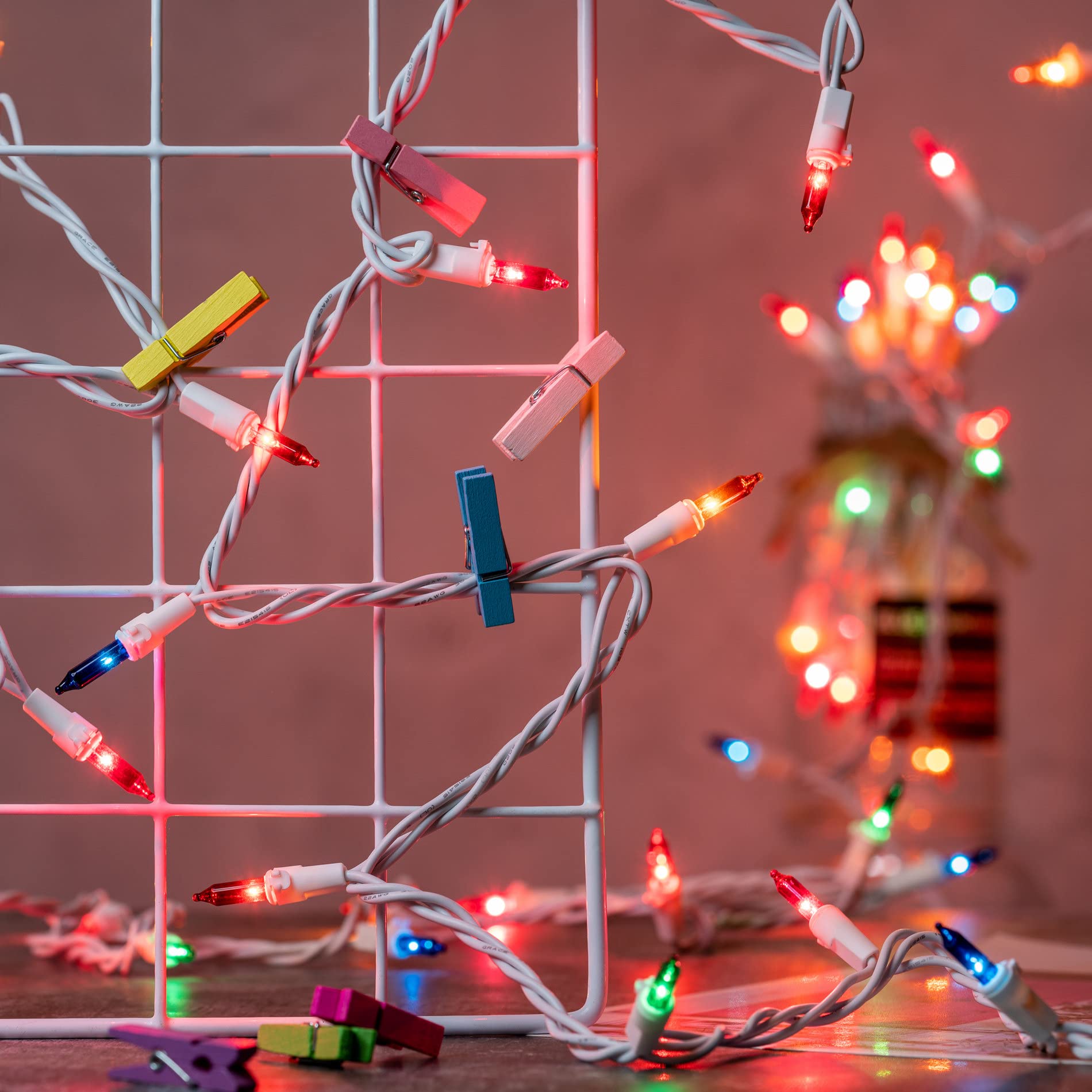 YULETIME Multicolor Christmas Lights, 200 Count, 66 Feet, UL Certified, Incandescent Mini Light Set, Model DDS-L-100E/2F, White Wire