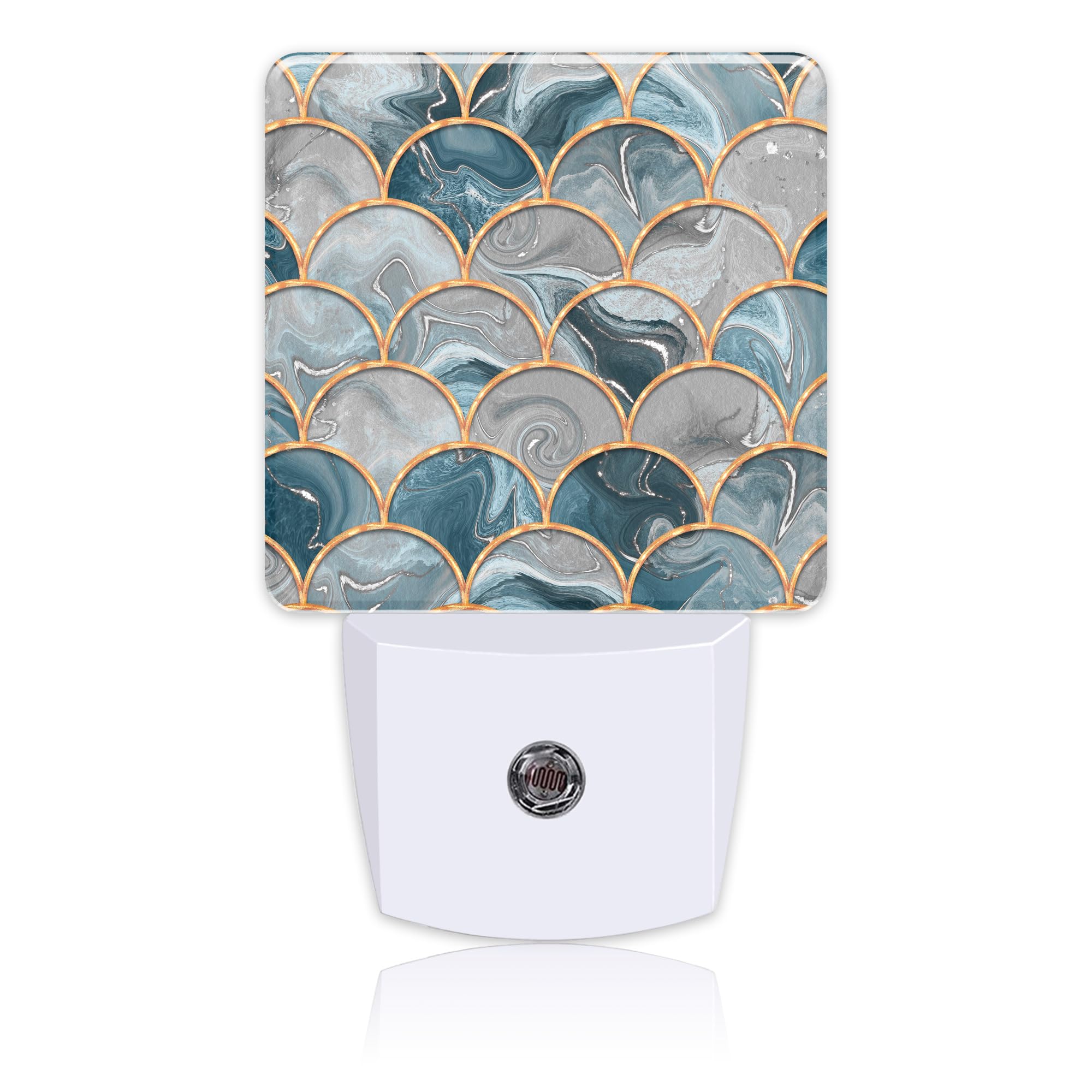 Uiaoiais Golden Fluid Marble Texture Night Light Plug into Wall with Dusk to Dawn Sensor Cute Nightlight for Kid Girls Boys Wome