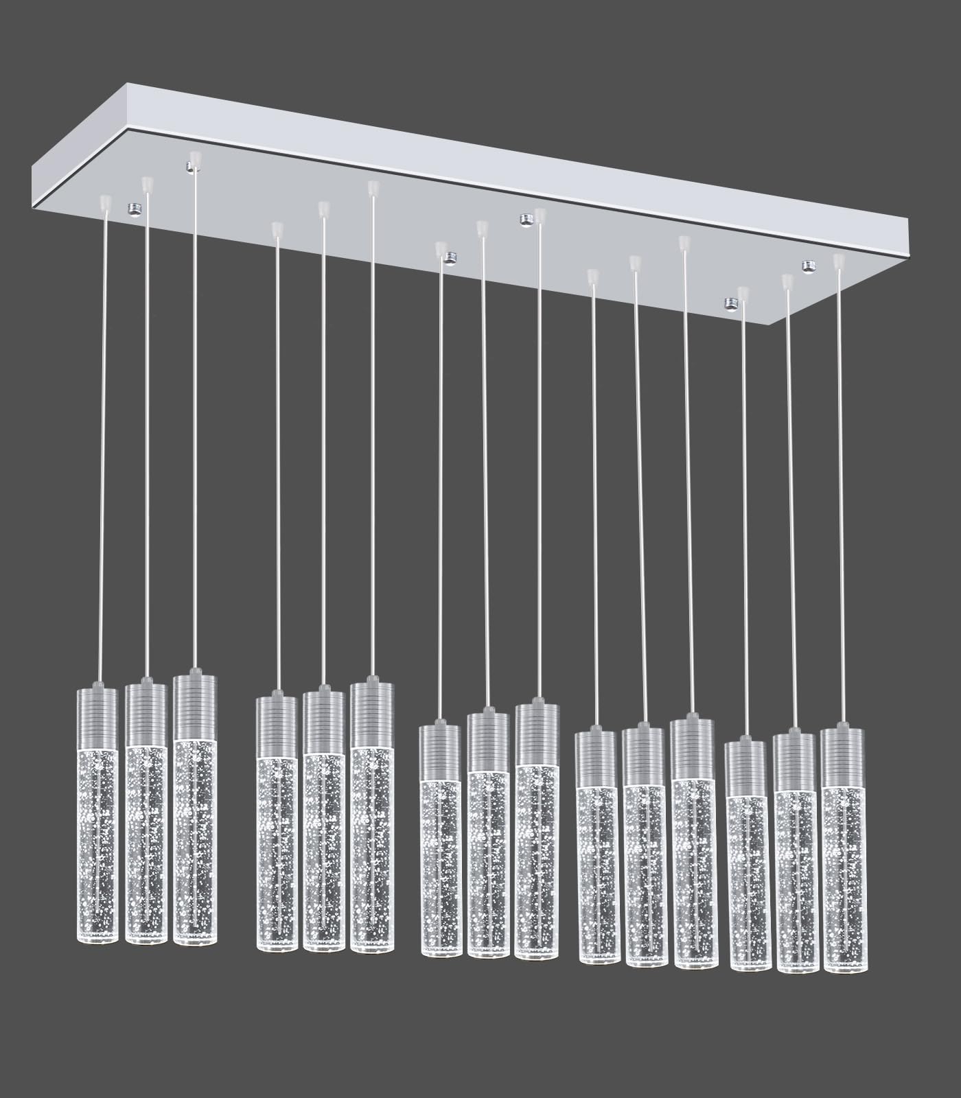 Dolria 15-Lights Modern Crystal Chandelier Led Pendant Lighting Fixture For Kitchen Island Light Fixtures For Dining Room Hallway Foyer