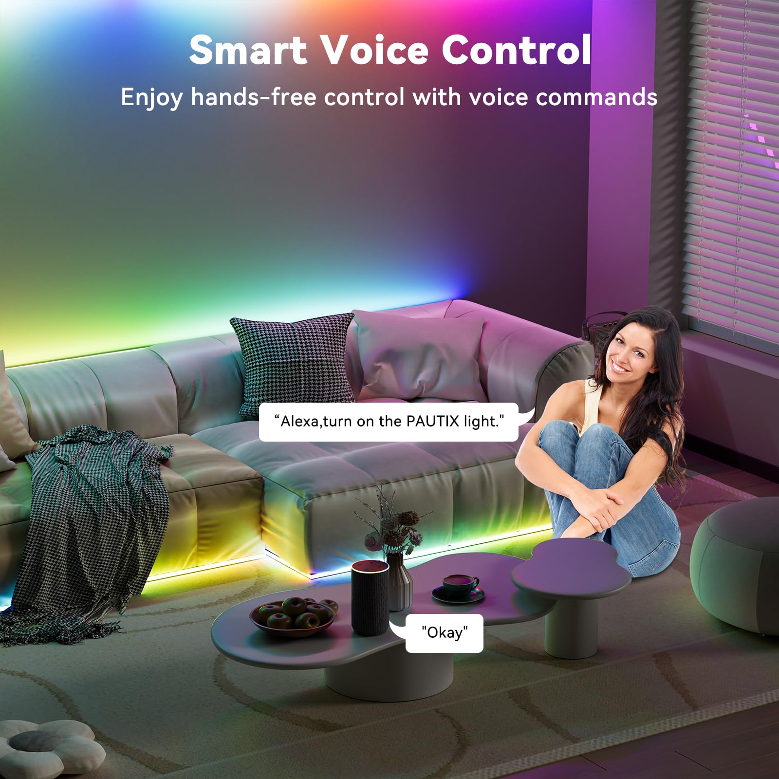 Pautix Rgb Smart Ic Cob Led Strip Lights,Work With Alexa/Google Assistant,24Ft/7.5M,720Leds/M Addressable Ul-Listed 24V Chasing