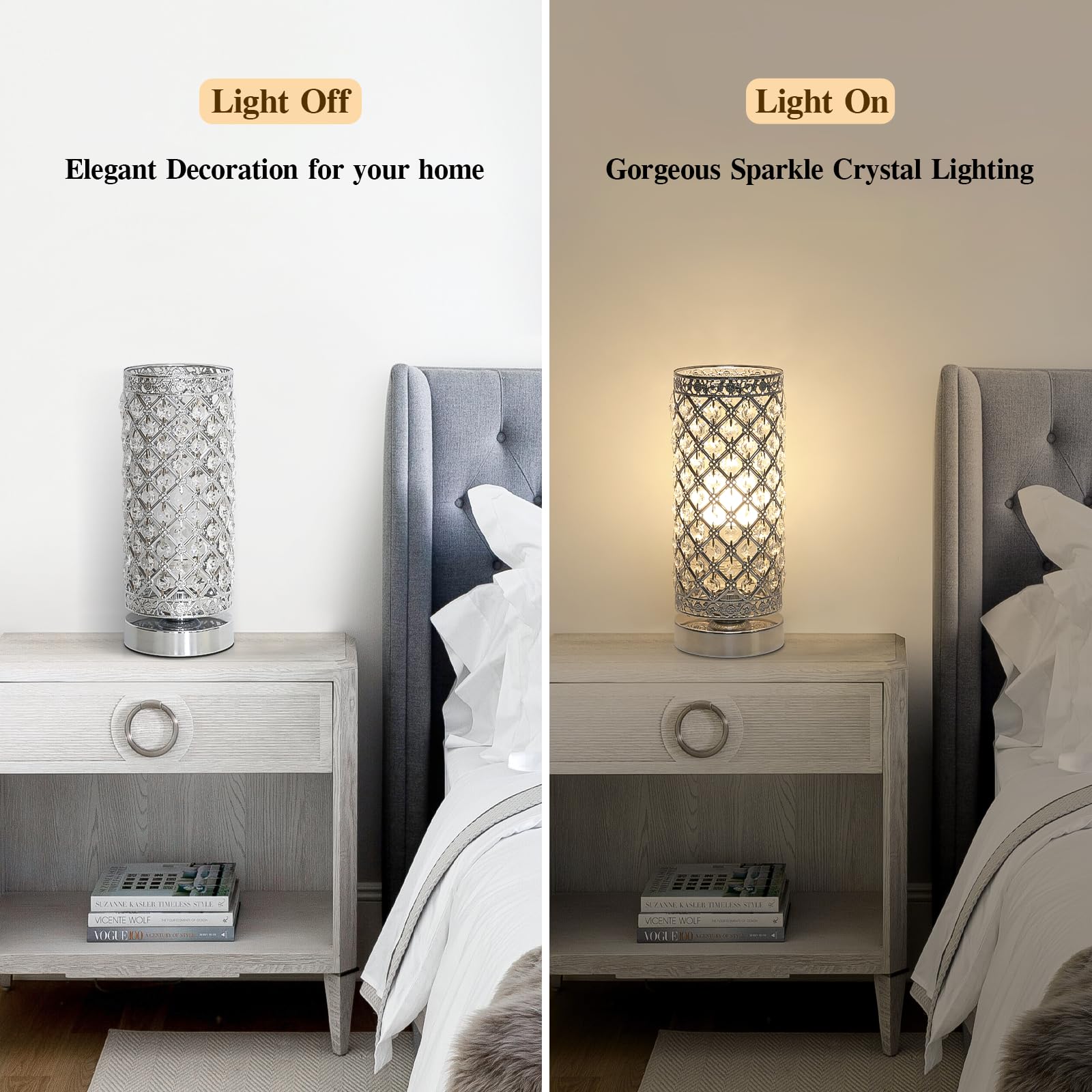 Seaside Village Touch Control Dimmable Table Lamp, Silver Metal Accent Light, Modern Design for Living Room, Bedroom, Kitchen - Model 32143