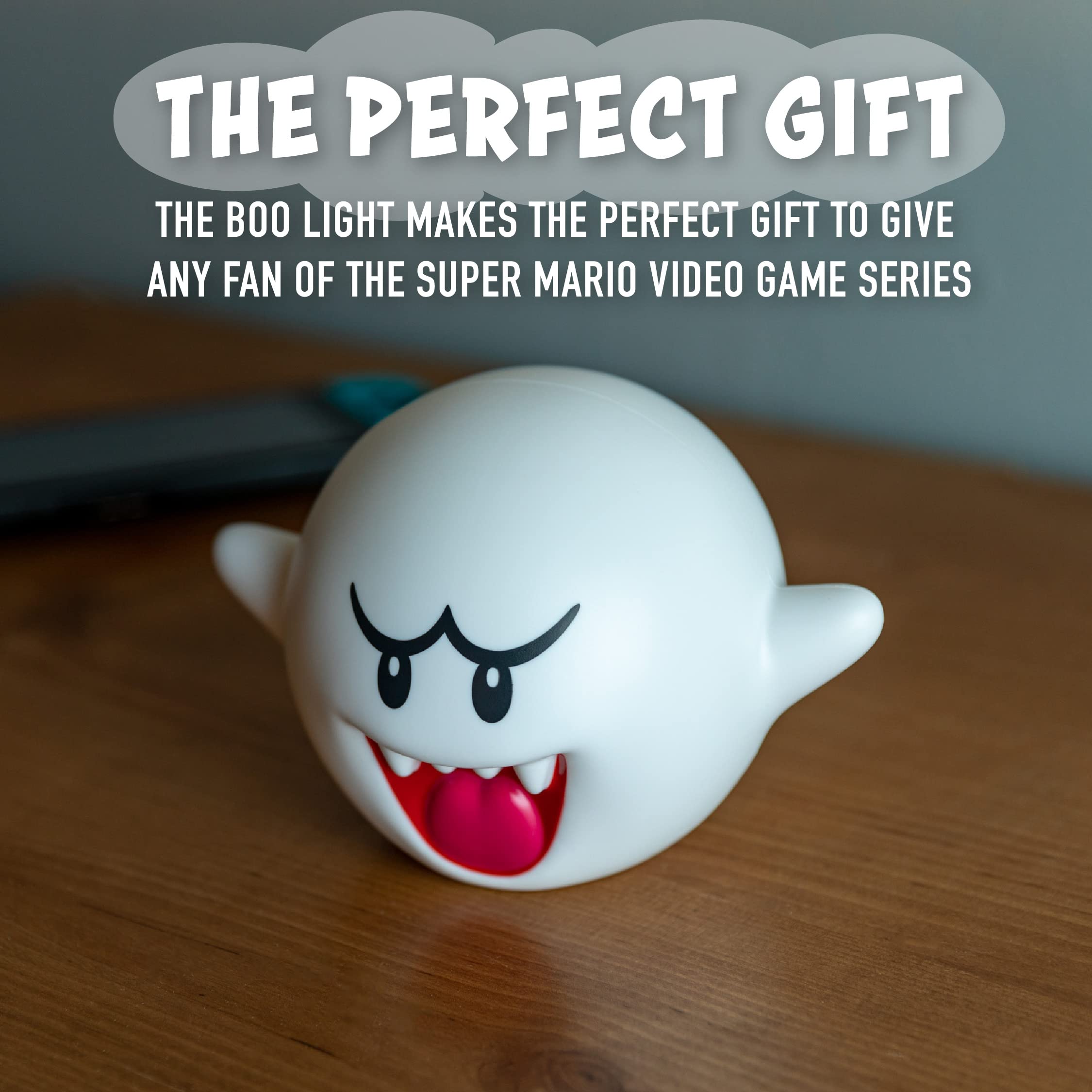 Paladone Super Mario Bros Boo Light with Sounds, 4.7 inches, White, Plastic, Model PP8017NN, Gaming Room Decor