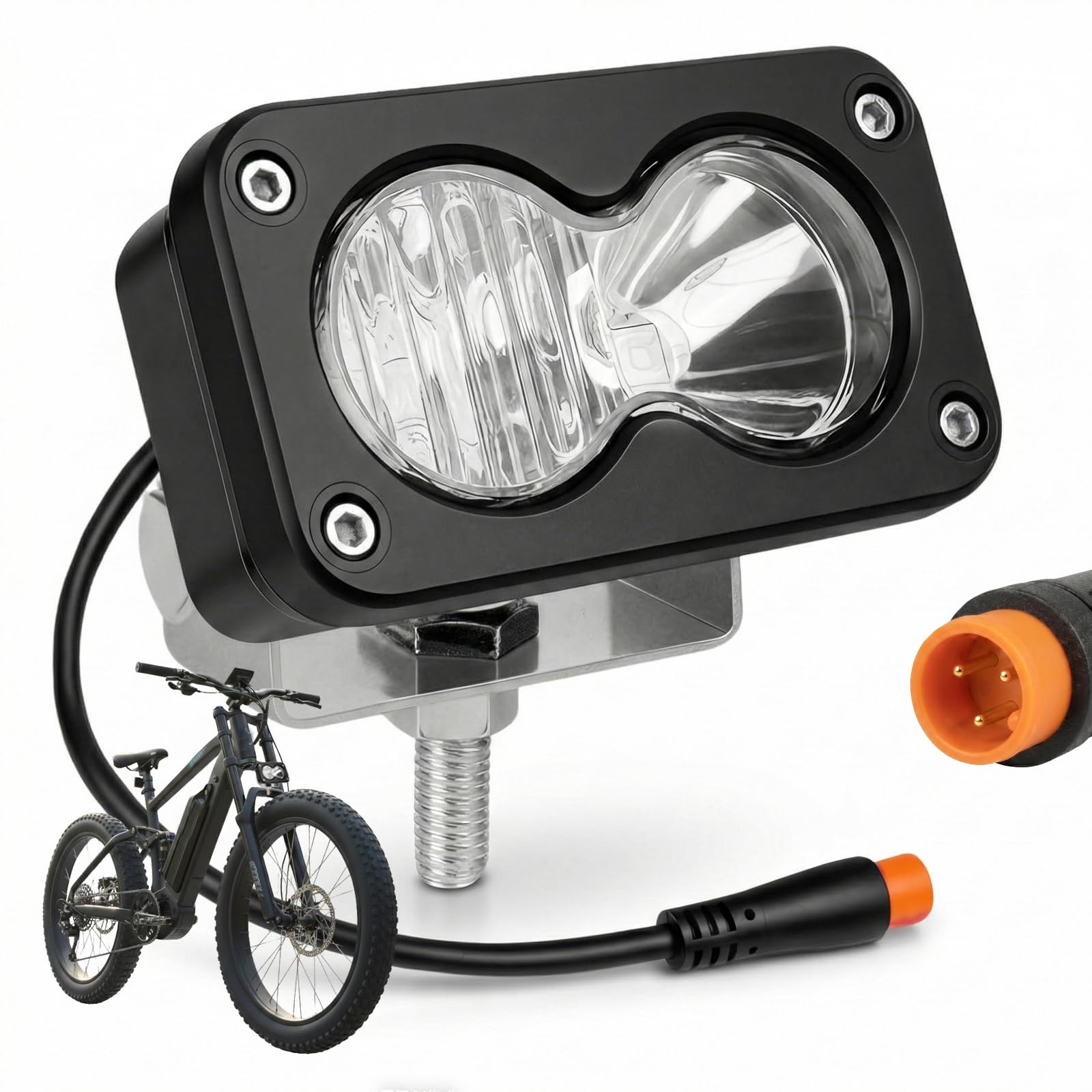 Baja Style Light Ebike Headlight for Ridstar Q20/Q20 Lite/Q20 Pro, 3-Pin Julet Waterproof Connector Bright 20W Plug and Play 12V