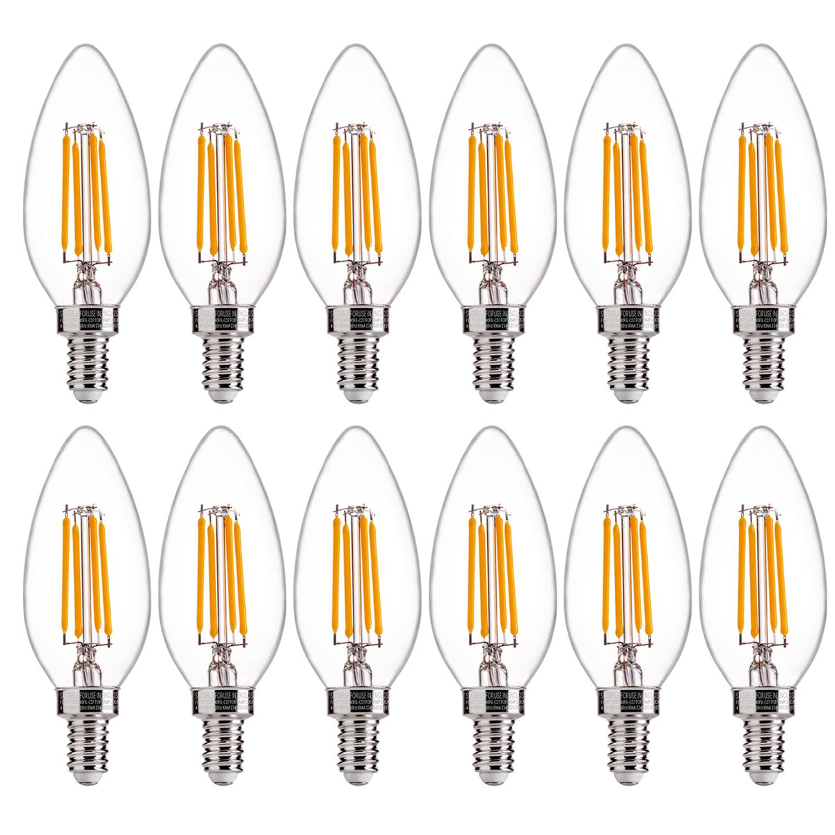 Flsnt 60W Equivalent Led Candelabra Bulbs, Dimmable Led Chandelier Bulbs, E12 Base, 550Lm, 90+ High Cri, 12 Pack, 2700K Soft Whi