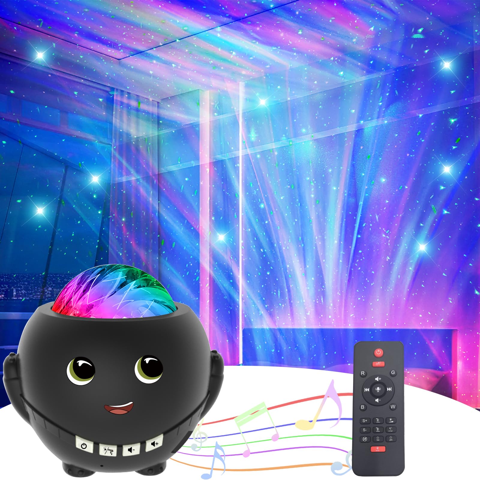 Hongid Star Projector - Galaxy Projector For Bedroom, Kids & Adults, Remote & Timer, Black