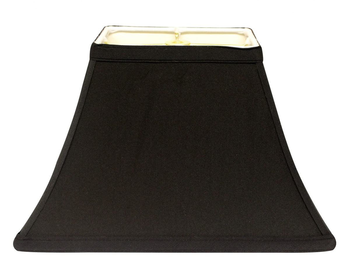 Homeroots Lighting 16&quot; Black & White Rectangle Bell Shantung Lampshade - Warm White
