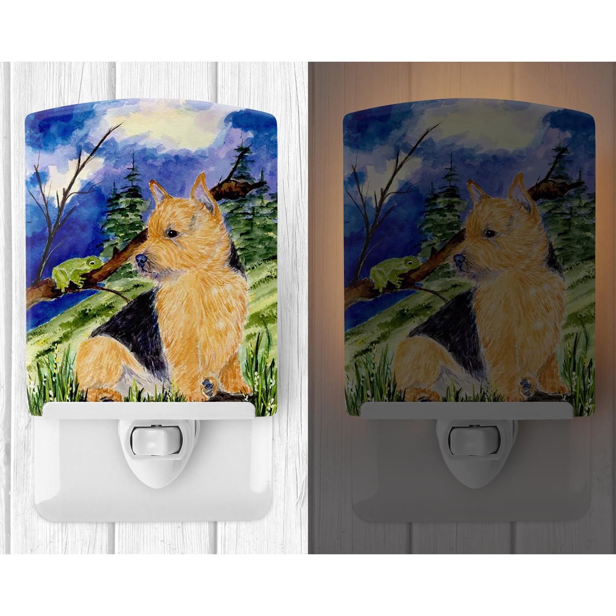 Caroline'S Treasures Ss8984Cnl Norwich Terrier Ceramic Night Light Compact, Ul-Certified, Ideal For Bedroom, Bathroom, Nursery, Hallway, Kitchen, 6X4X3, Multicolor
