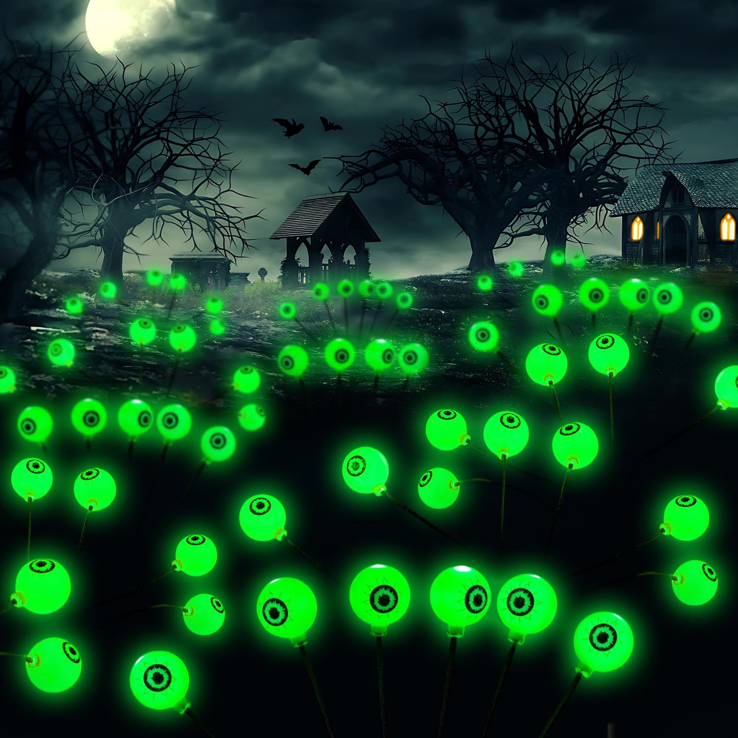 HUYIENO Solar Pathway Lights 2PK, 12 LEDs Waterproof Eyeball Design for Outdoor Garden, Model HY1337