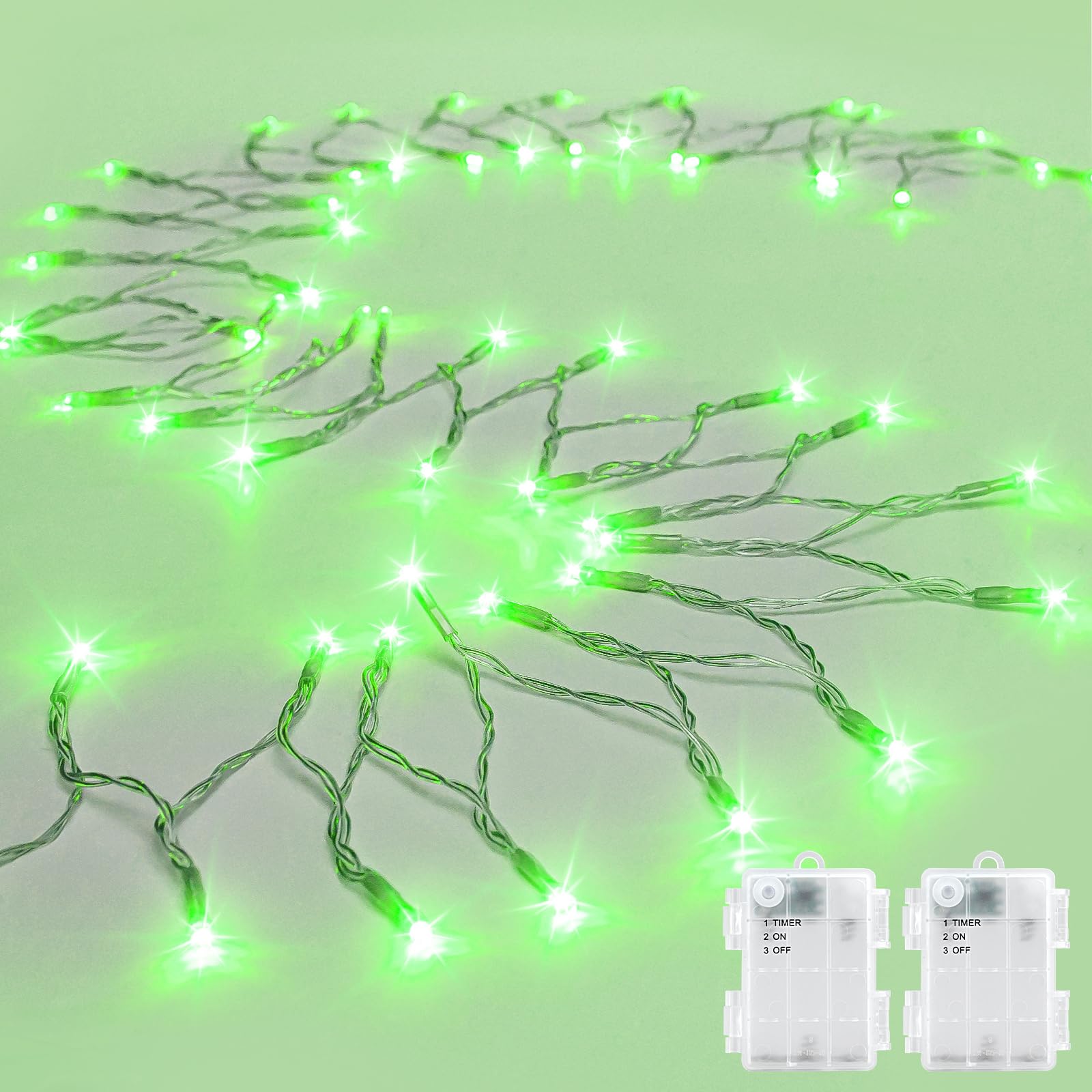 cshare String Lights Outdoor 9.8ft 30 LED Green Battery Operated with Timer for Halloween & Christmas Decorations, Model CS-FSZC-3GX2