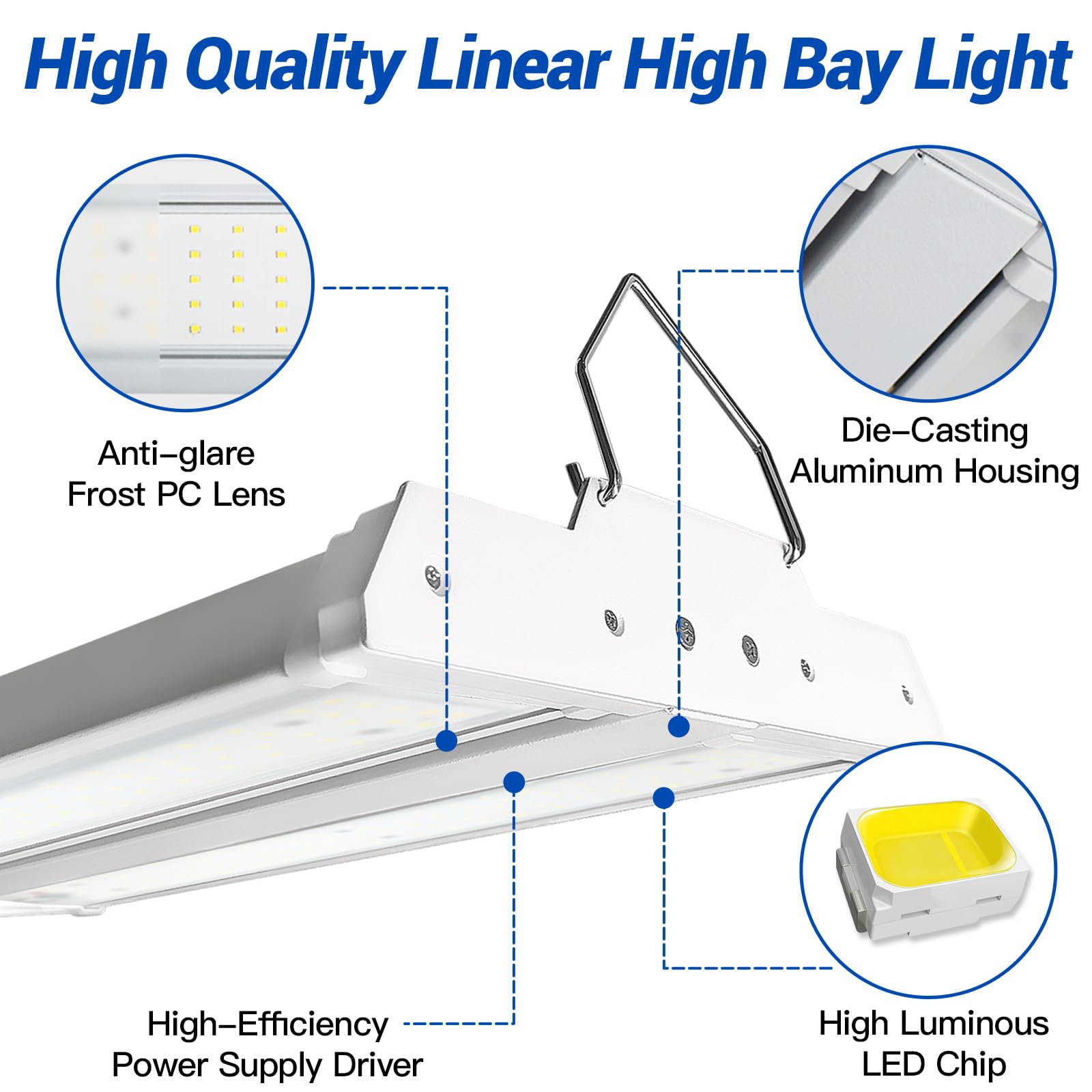 Jtt Led Linear High Bay Light  5000K Daylight 150W 21000Lm Shop Light Commercial 360 Adjustable Tilt Hanging Led High Bay Shop Lighting Fixtures For Garage Warehouse Workshop Store  Etl 2-Pack