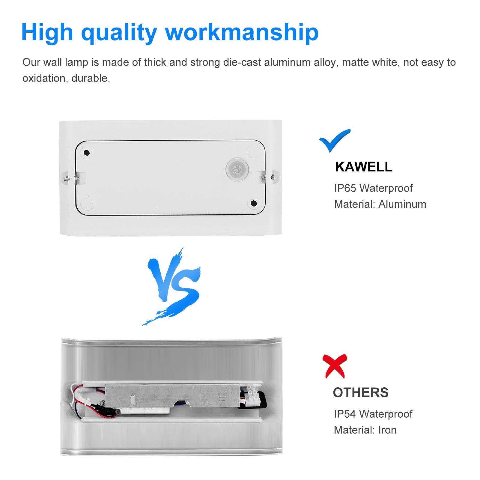 Kawell 12W Waterproof Modern Wall Sconce Led Wall Light Up Down Aluminum Wall Lamp Led Indoor Outdoor For Bathroom Living Room B