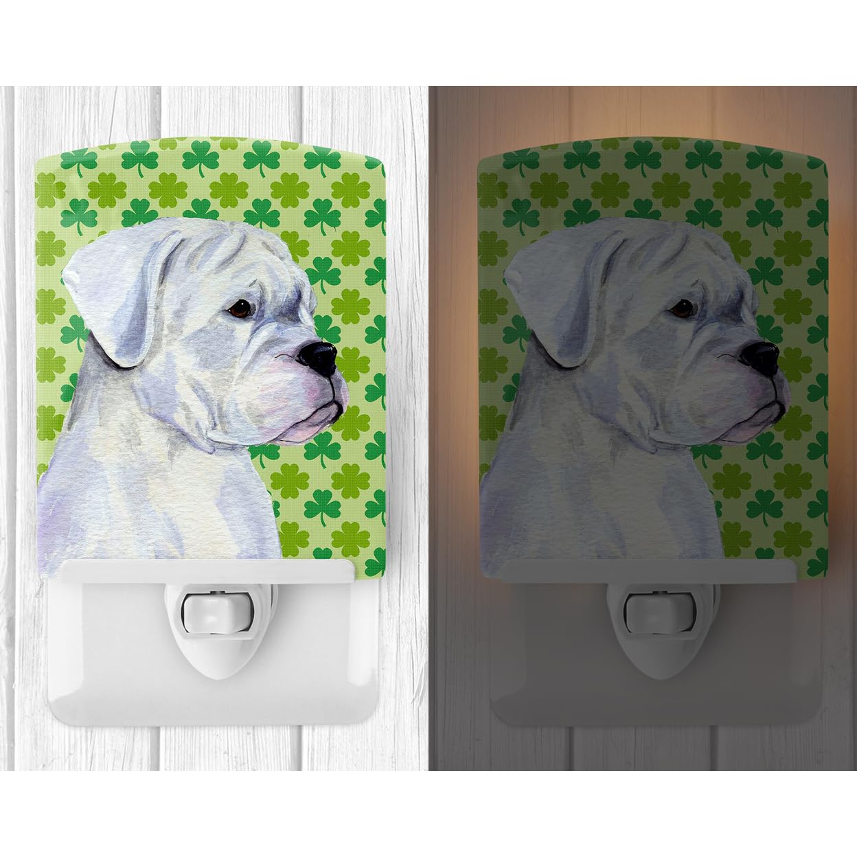 Carolines Treasures Ceramic Night Light, Boxer St. Patricks Day Shamrock, 6x4x3in, Multicolor, Model SS4440CNL