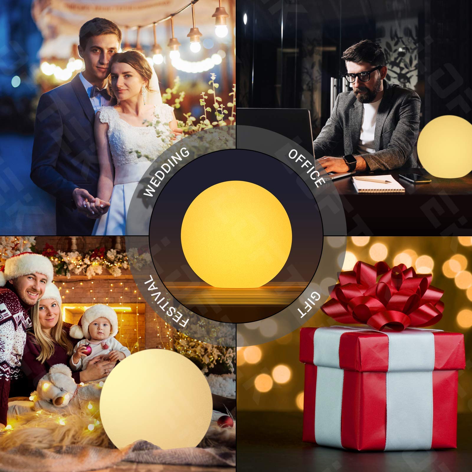 Loftek 6-Inch Led Light Ball: Nursery Night Light With Remote Control, 16 Rgb Color Changing & Dimming Rechargeable, Cordless Po