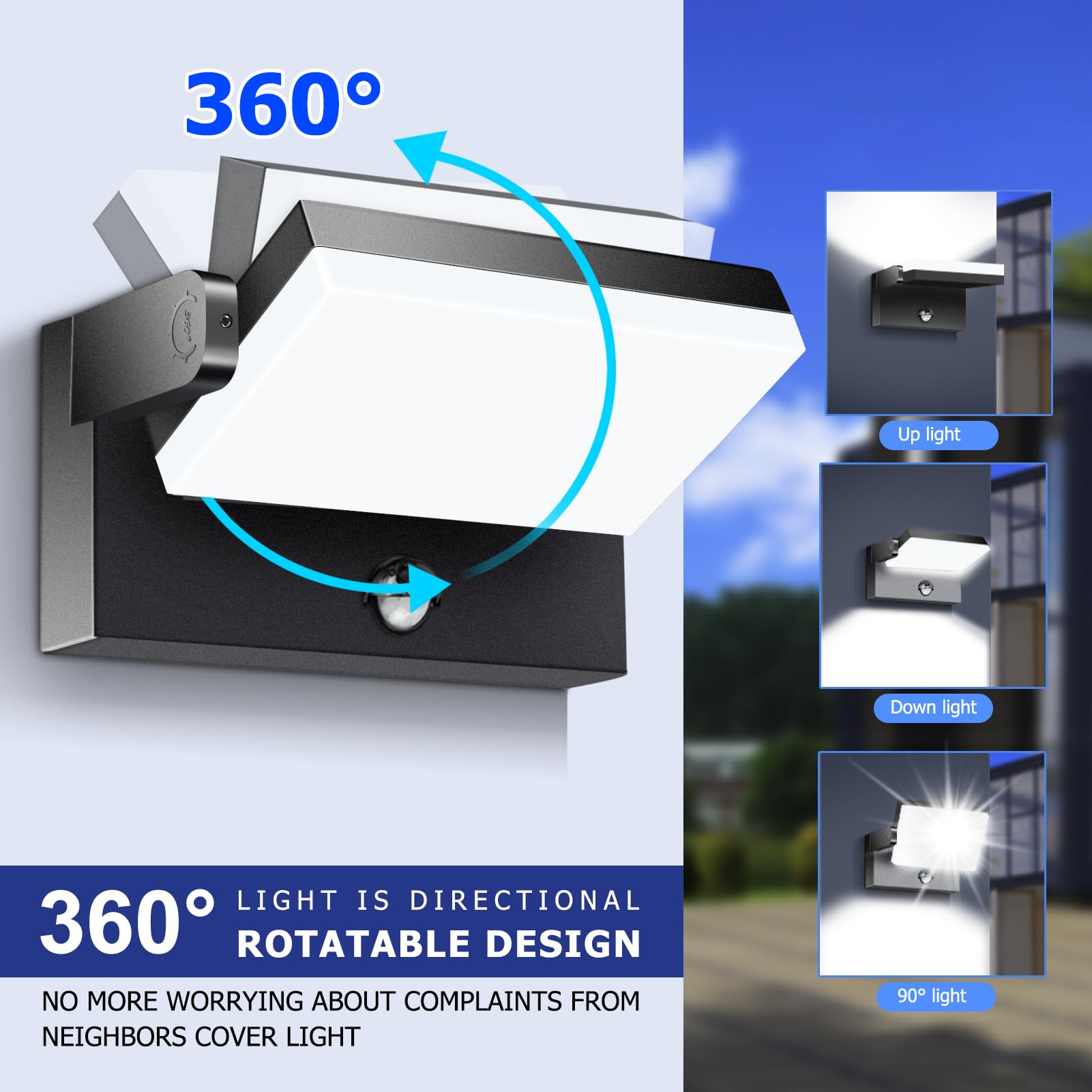rosykite 40W LED Wall Pack Lights with Motion Sensor, 3CCT Selectable, Black, Model ROS-1856-40-2 Pack for Outdoor Use