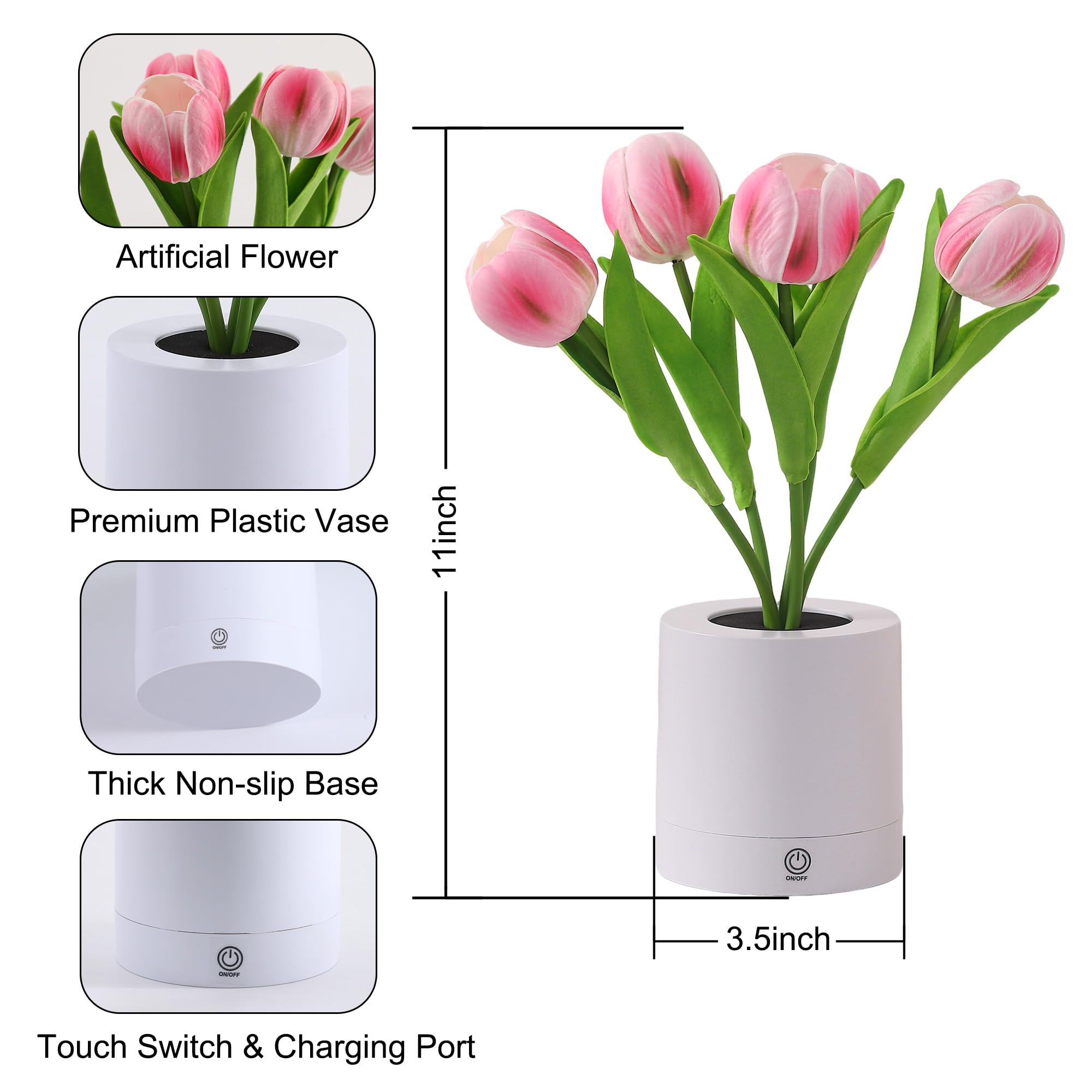 Wsyear Tulip Lamp Gifts For Mom From Daughter, Birthday Gifts For Women, Artificial Flower Lamp Night Light For Bedroom Decor Gi