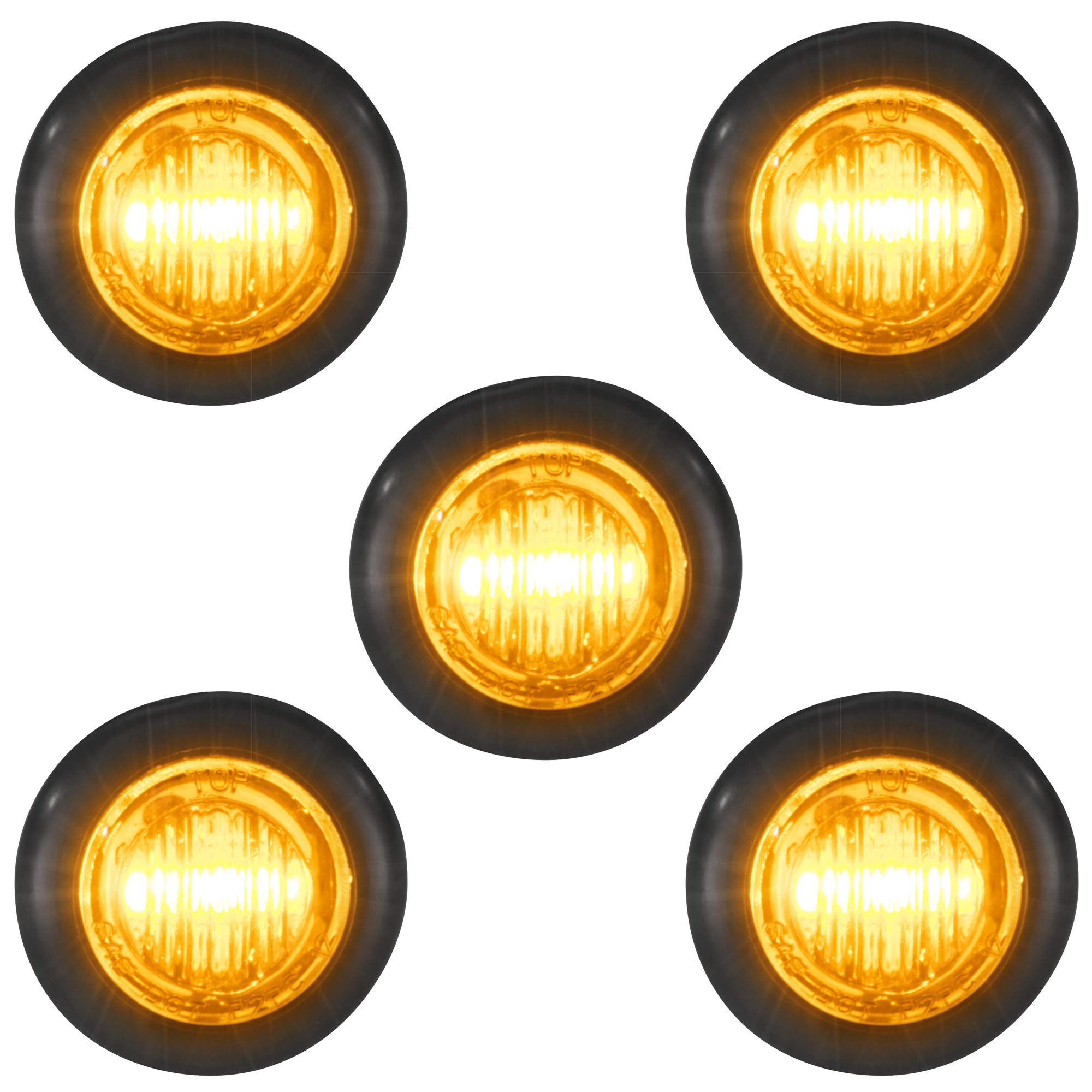 LONG HAUL Amber LED Clearance Marker Lights, 5 Pack, 5 3/4in, Black Trim, Connector Ends