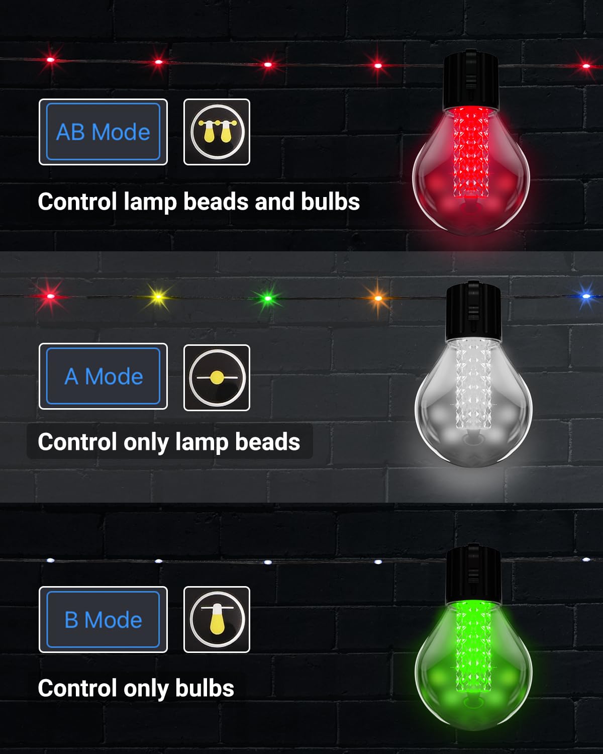 Flacchi 50FT Smart String Lights - Multicolor LED Rope Lights with Bluetooth APP & Remote Control for Outdoor, Patio, Party, Holidays