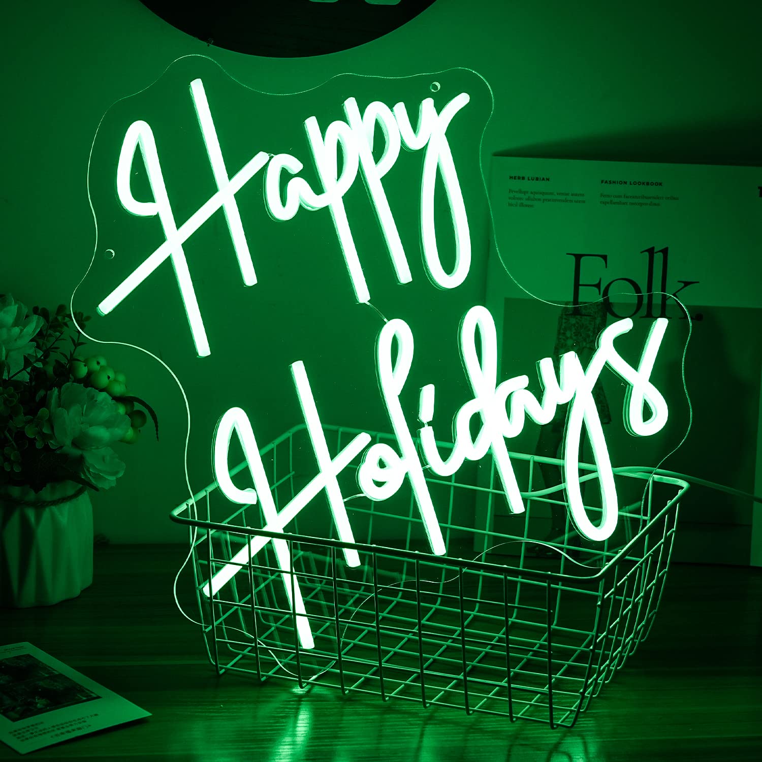 Happy New Year Neon Sign Warm New Years Eve Party LED Lights Letter Neon Signs for Wall Decor Dimmable Light up Signs for Home,