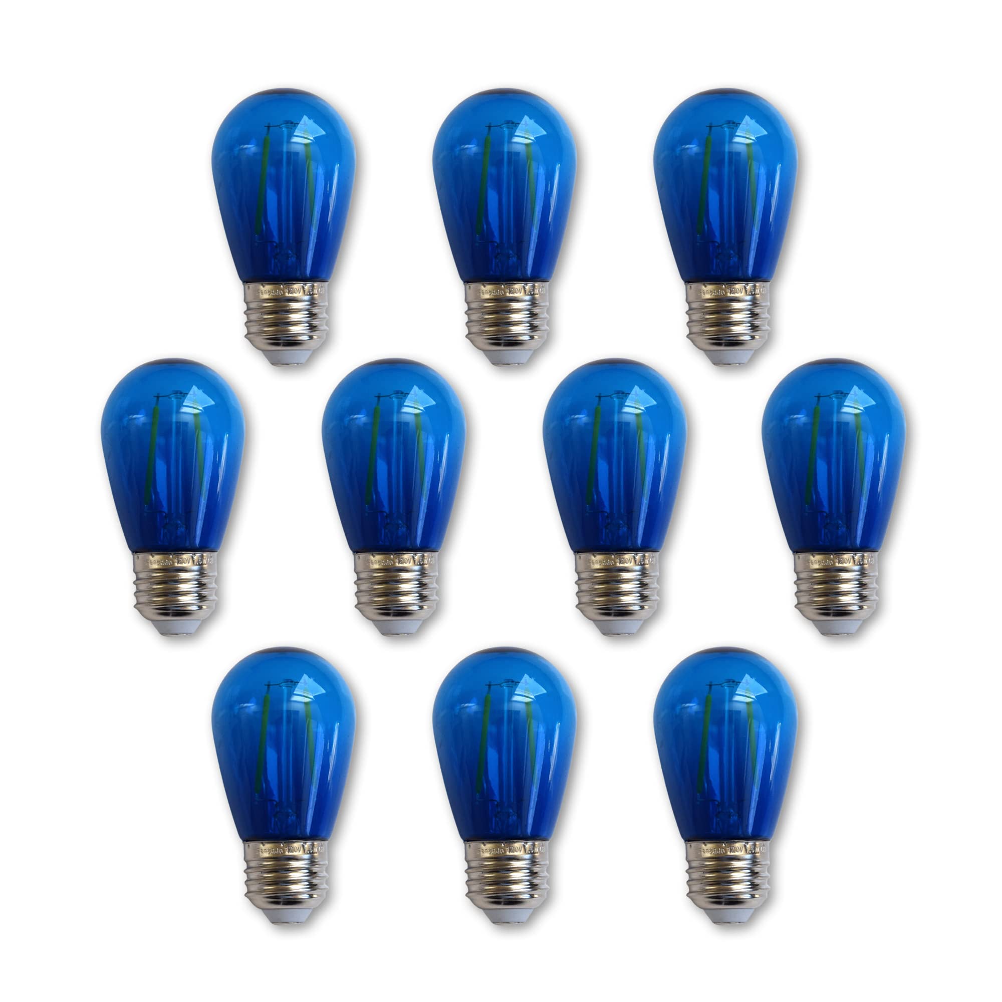 fantado Blue (10-Pack) LED Filament S14 Shatterproof Energy Saving Color Light Bulb, Dimmable, 2W, E26 Medium Base
