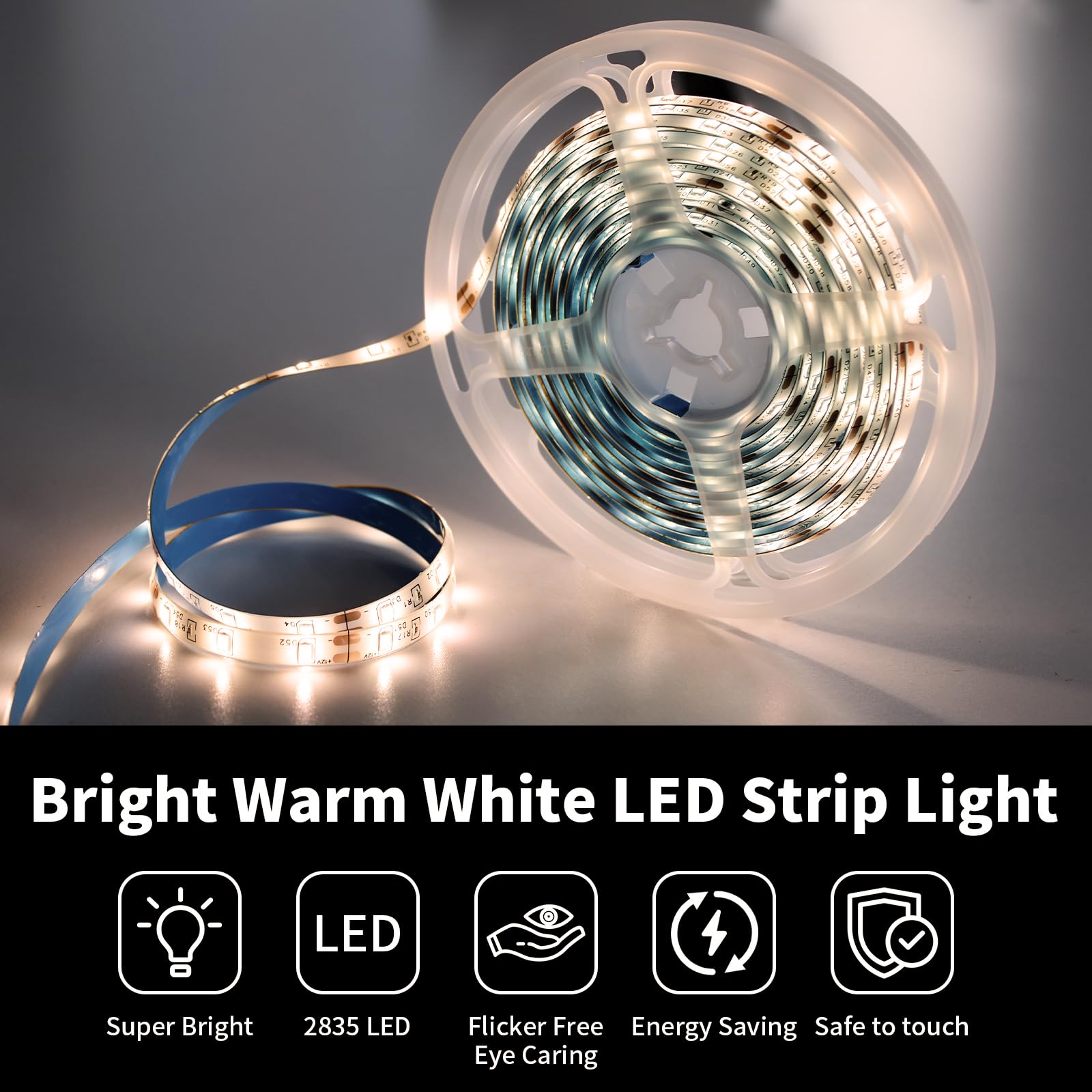 Inextstation 12V Led Light Strip, 16.4Ft Warm White, Ip65 Waterproof, Flexible 300 Smd 2835 For Indoor/Outdoor Decor