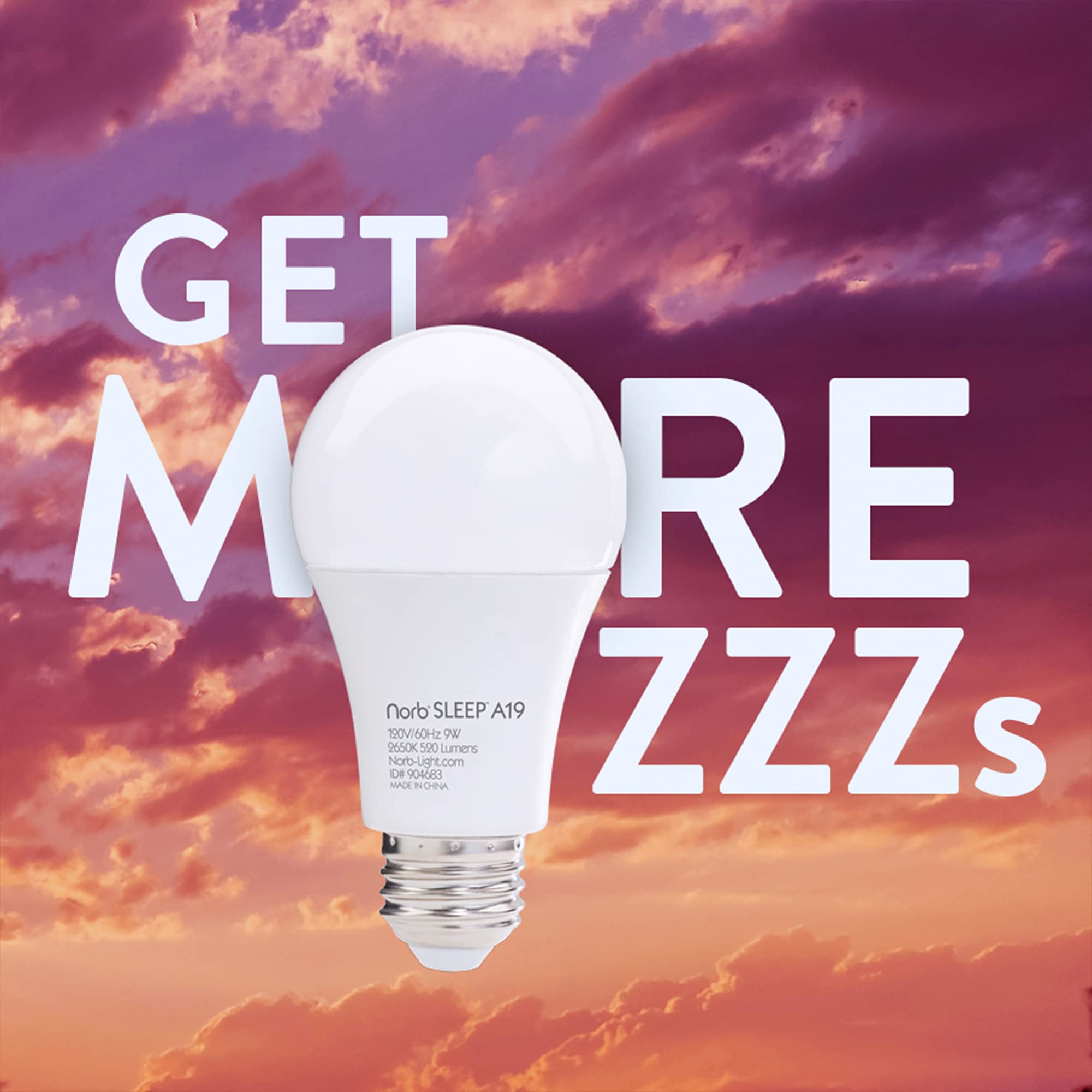 Norbsleep Low Blue Sleep Light Bulb - 9W For Restful Sleep, Natural Melatonin, 1-Pack